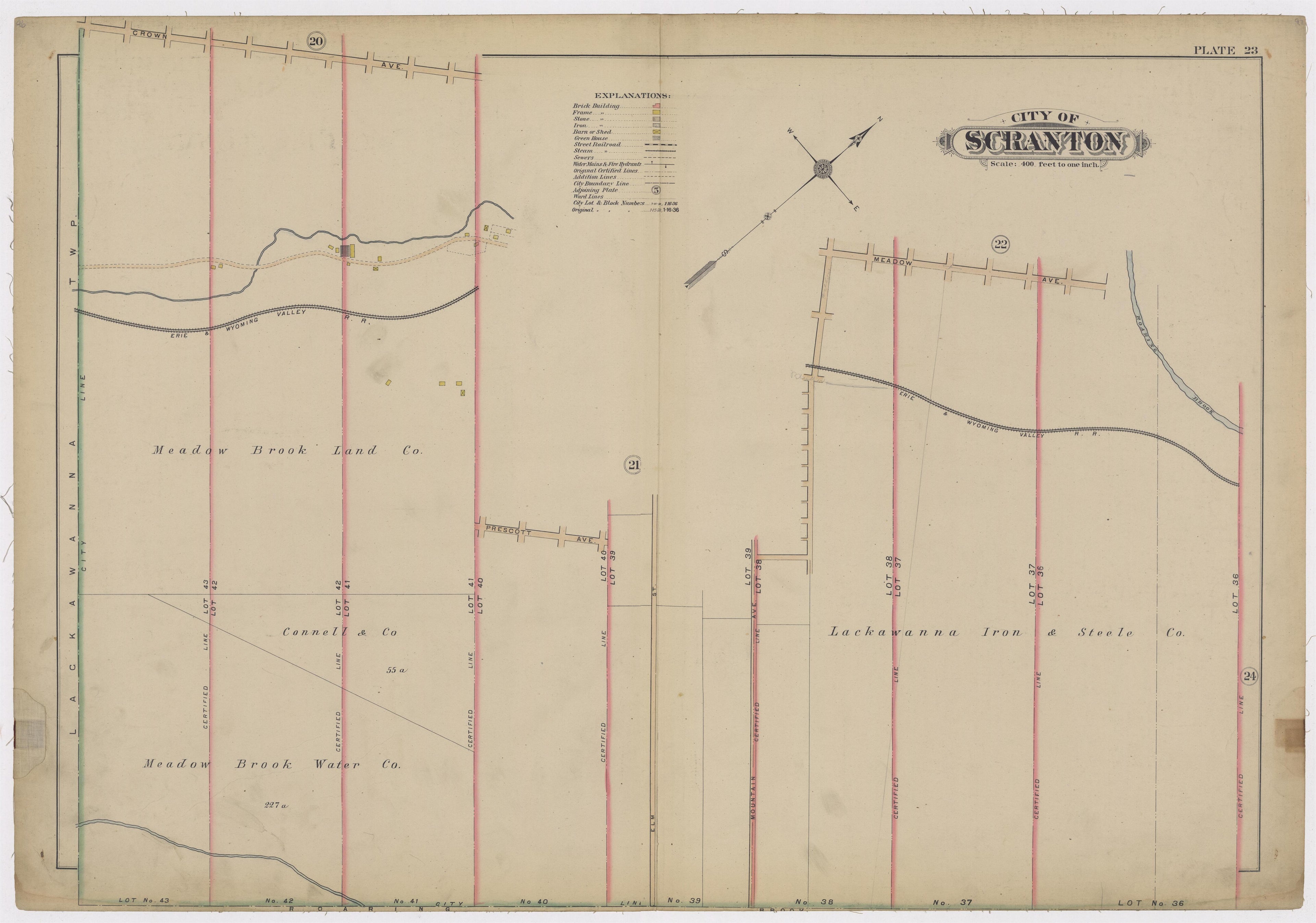 Image 26 of Atlas of Surveys of the City of Scranton and Borough of Dunmore, Pennslyvania from Atlas of Surveys of the City of Scranton and Borough of Dunmore, Pennslyvania : Compiled from Actual Surveys and City Records 1898 by Relic Map Company