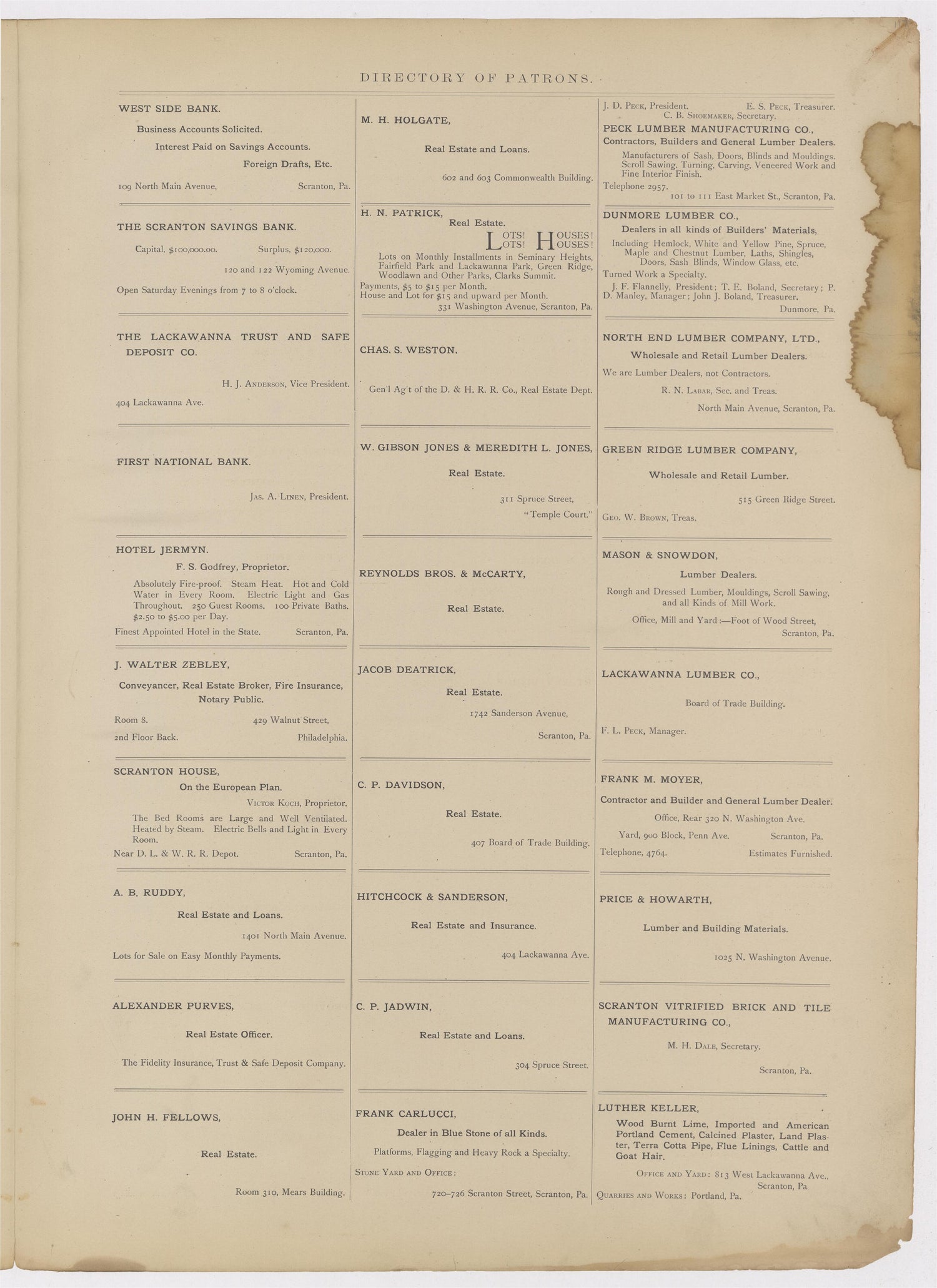 Image 33 of Atlas of Surveys of the City of Scranton and Borough of Dunmore, Pennslyvania from Atlas of Surveys of the City of Scranton and Borough of Dunmore, Pennslyvania : Compiled from Actual Surveys and City Records 1898 by Relic Map Company