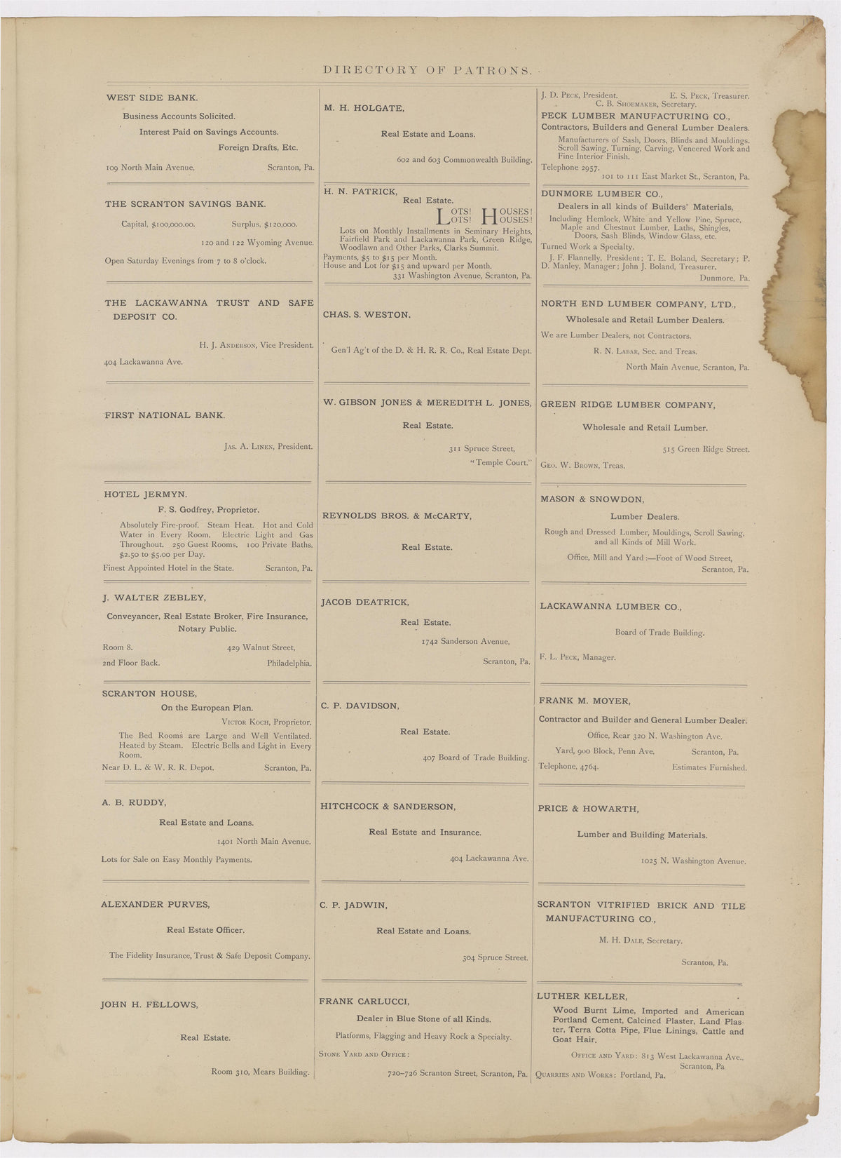 Image 33 of Atlas of Surveys of the City of Scranton and Borough of Dunmore, Pennslyvania from Atlas of Surveys of the City of Scranton and Borough of Dunmore, Pennslyvania : Compiled from Actual Surveys and City Records 1898 by Relic Map Company