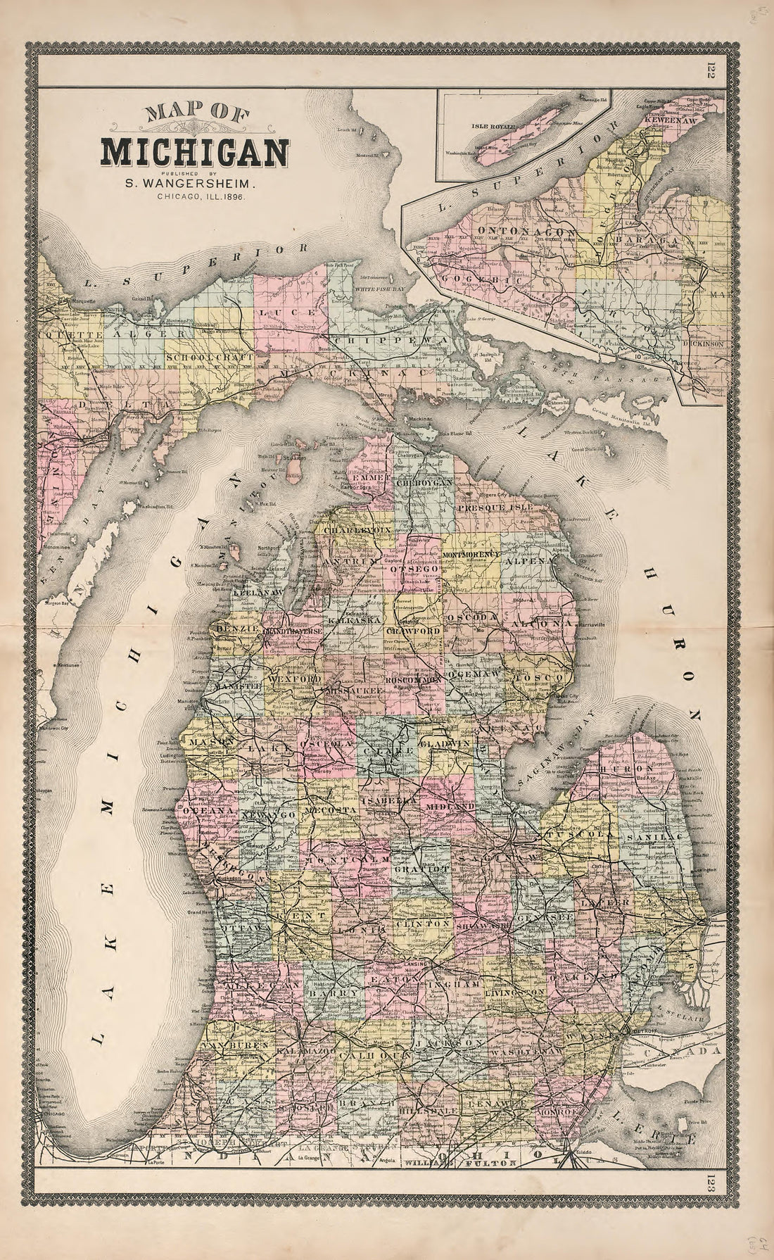 Map of Michigan from Illustrated Atlas of Oakland County, Michigan : Compiled from Official Records and Local Inspections 1896 by Relic Map Company