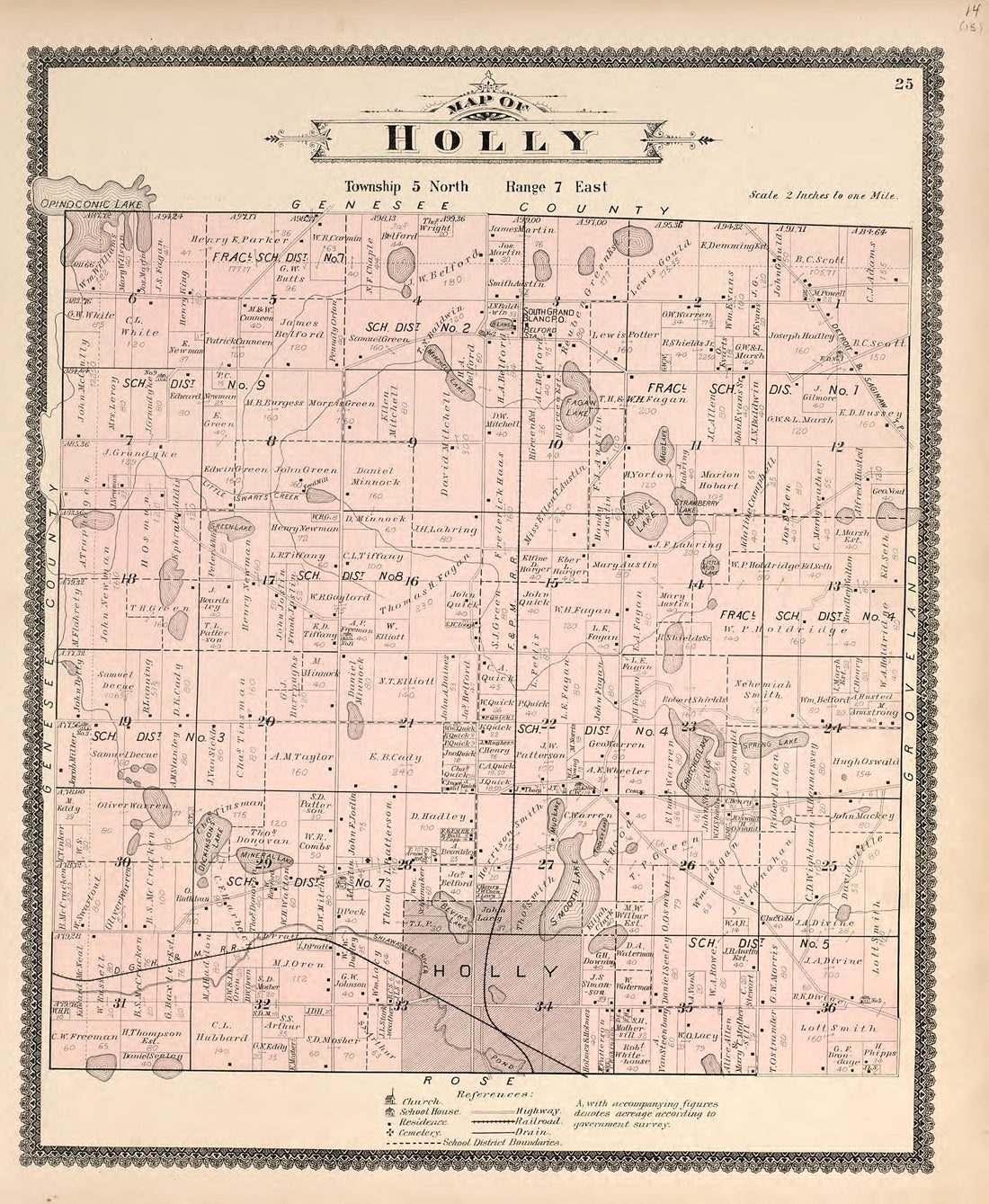 Map of Holly from Illustrated Atlas of Oakland County, Michigan : Compiled from Official Records and Local Inspections 1896 by Relic Map Company
