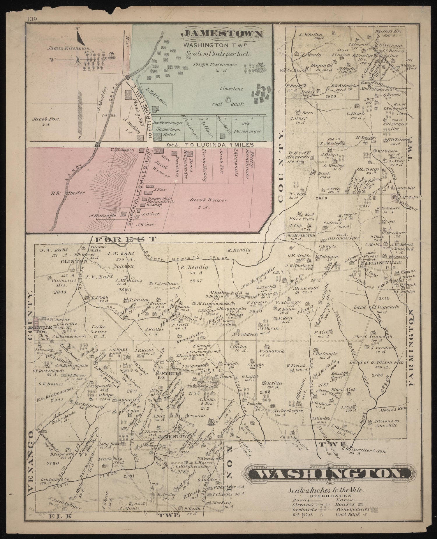 Jamestown and Washington Maps from Caldwell&