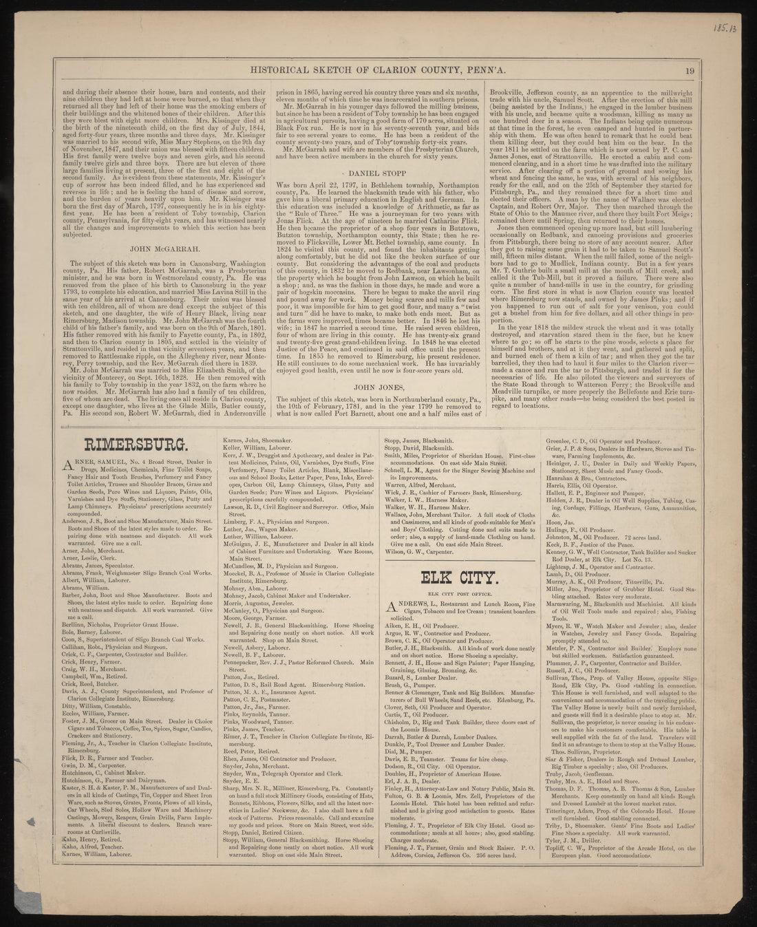 Historical Sketch of Clarion County, Pa.--11 from Caldwell&