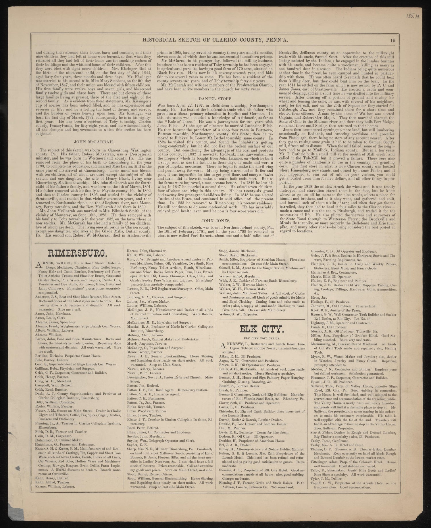 Historical Sketch of Clarion County, Pa.--11 from Caldwell&