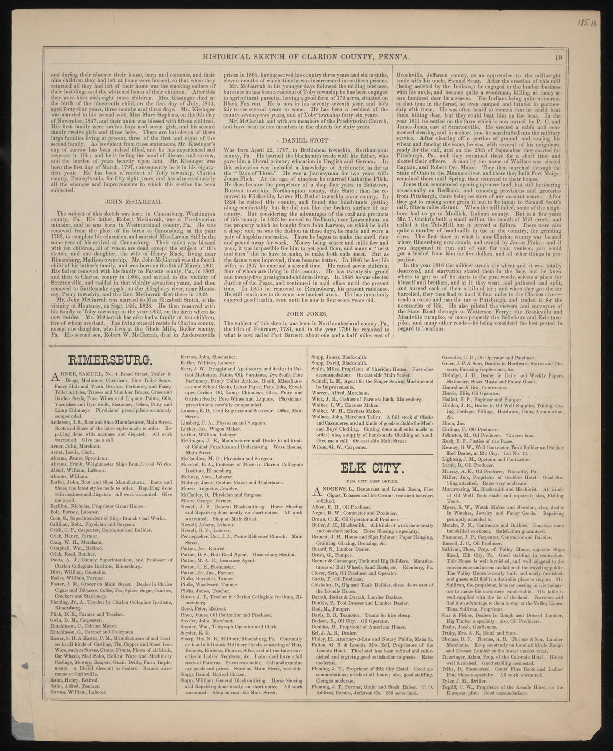 Historical Sketch of Clarion County, Pa.--11 from Caldwell&
