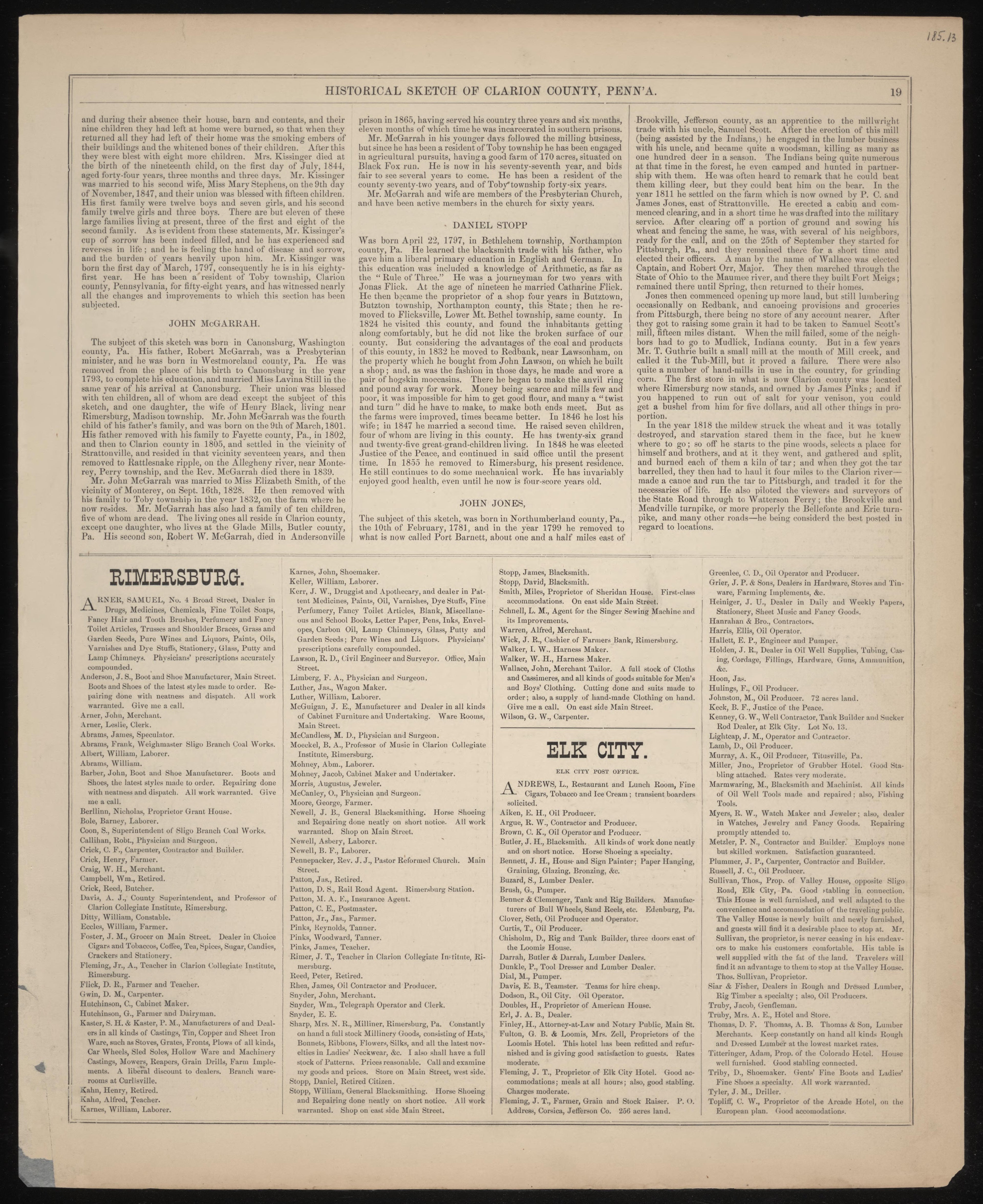 Historical Sketch of Clarion County, Pa.--11 from Caldwell&