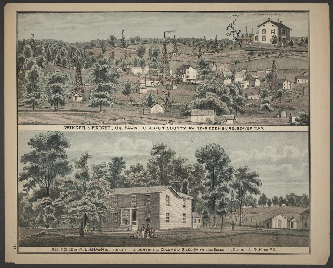 Winger &amp; Knight, Oil Farm and N.L. Moore Residence from Caldwell&