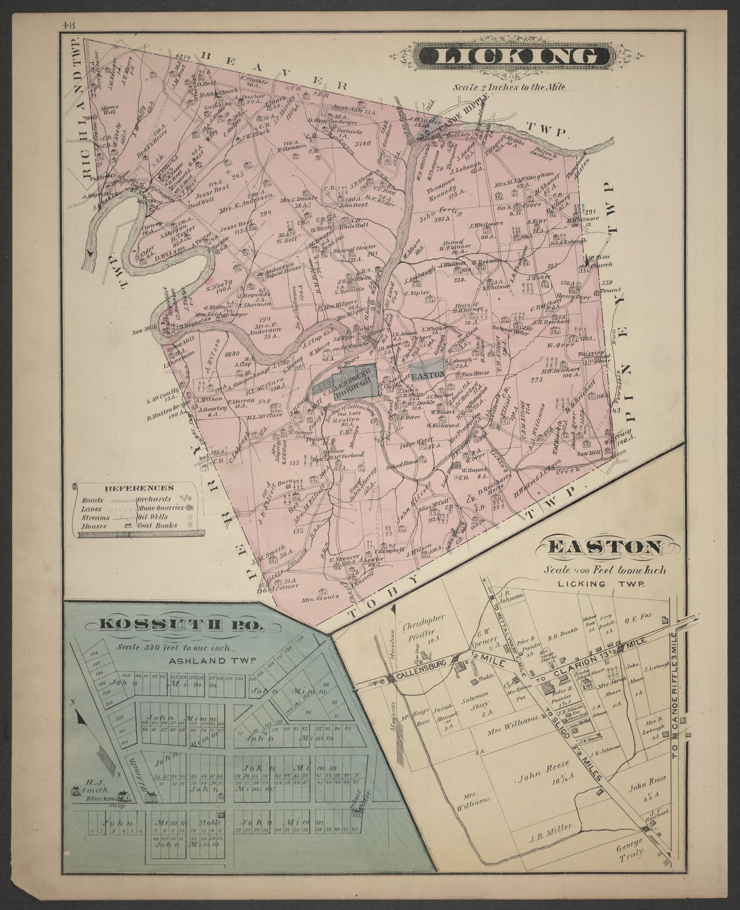 Licking, Easton and Kossuth Maps from Caldwell&