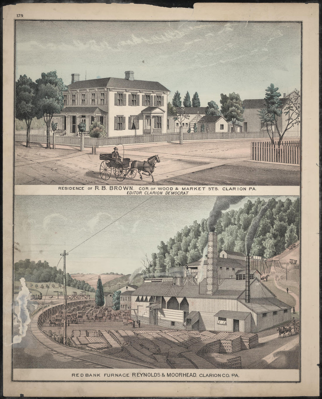 R.B. Brown Residence and Reynolds &amp; Moorhead Red Bank Furance from Caldwell&