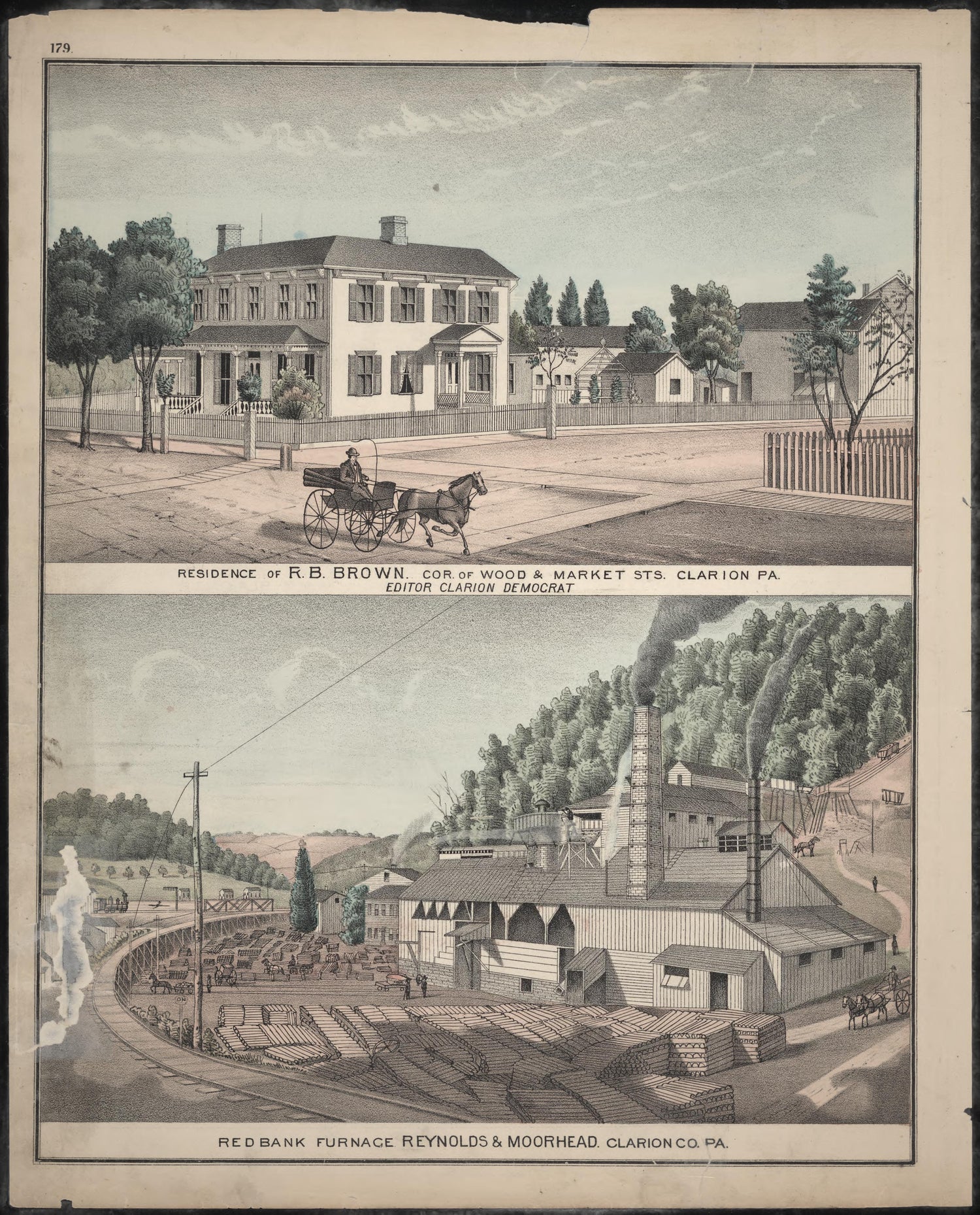 R.B. Brown Residence and Reynolds &amp; Moorhead Red Bank Furance from Caldwell&