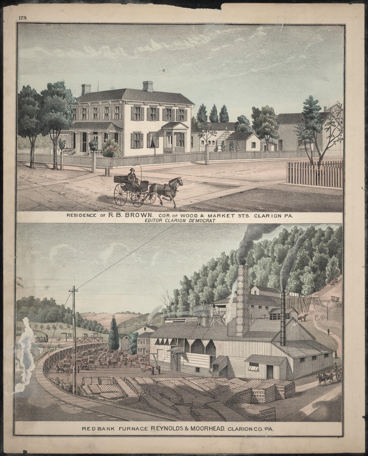 R.B. Brown Residence and Reynolds &amp; Moorhead Red Bank Furance from Caldwell&