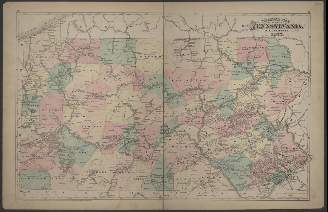 Railway Map of Pennsylvania from Caldwell&