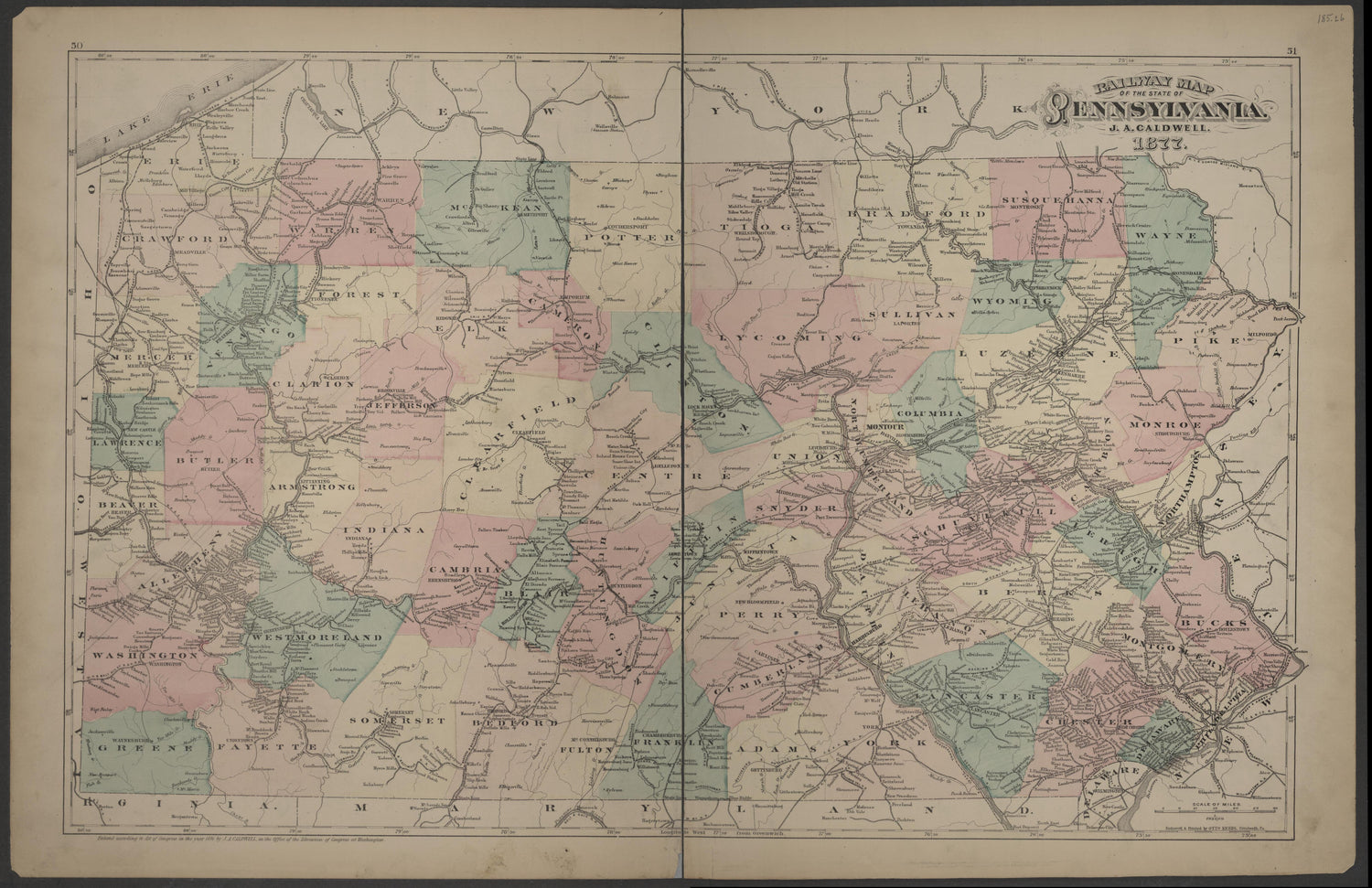 Railway Map of Pennsylvania from Caldwell&