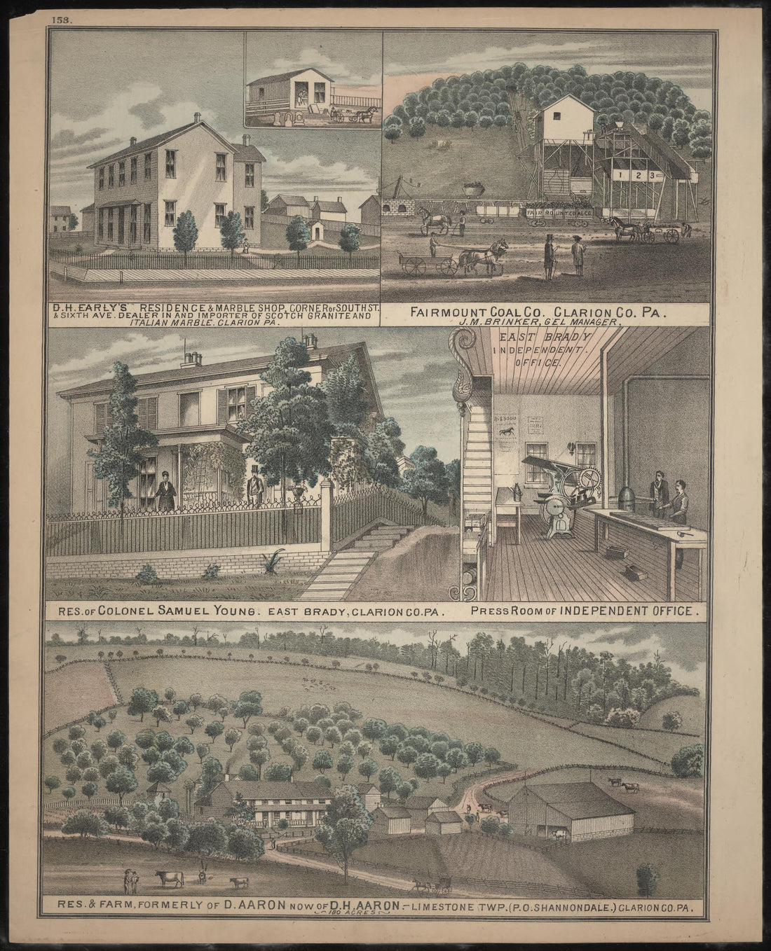 D.H. Early, Samuel Young, D. H. Aaron Residences, Fairmount Coal County from Caldwell&