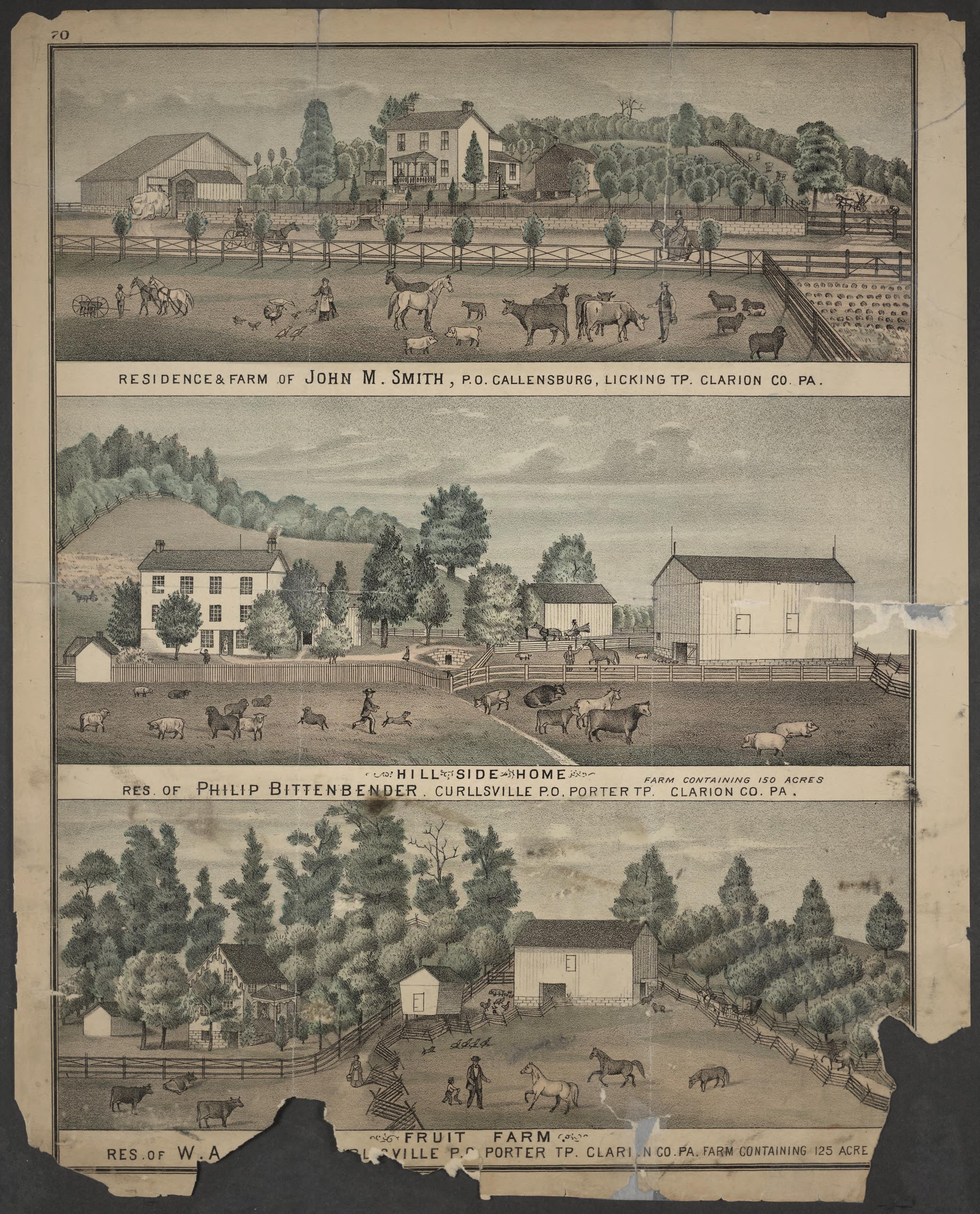 John M. Smith, Philip Bittenbender and W. A. ? Residences from Caldwell&