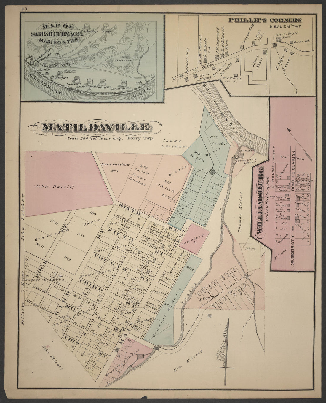 Sarrah Furance, Phillips Corner, Matildaville and Williamsburg Maps from Caldwell&