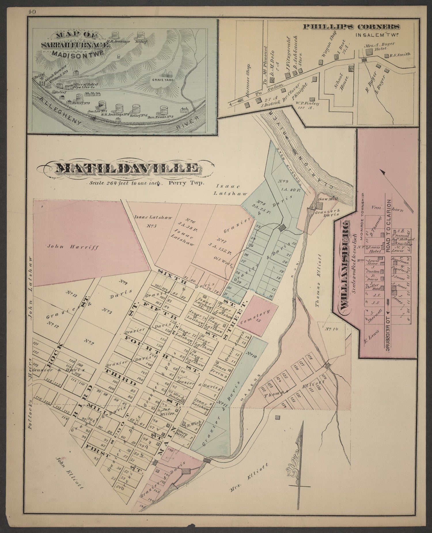Sarrah Furance, Phillips Corner, Matildaville and Williamsburg Maps from Caldwell&