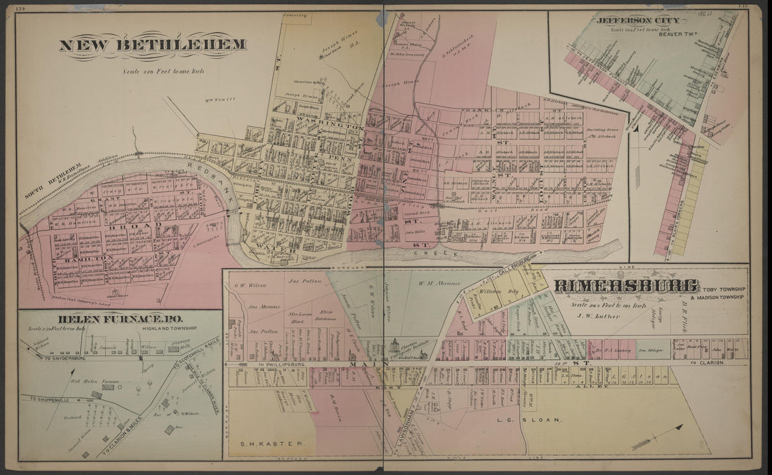 New Bethlehem, Jefferson City, Helen Furance and Rimersburg Maps from Caldwell&