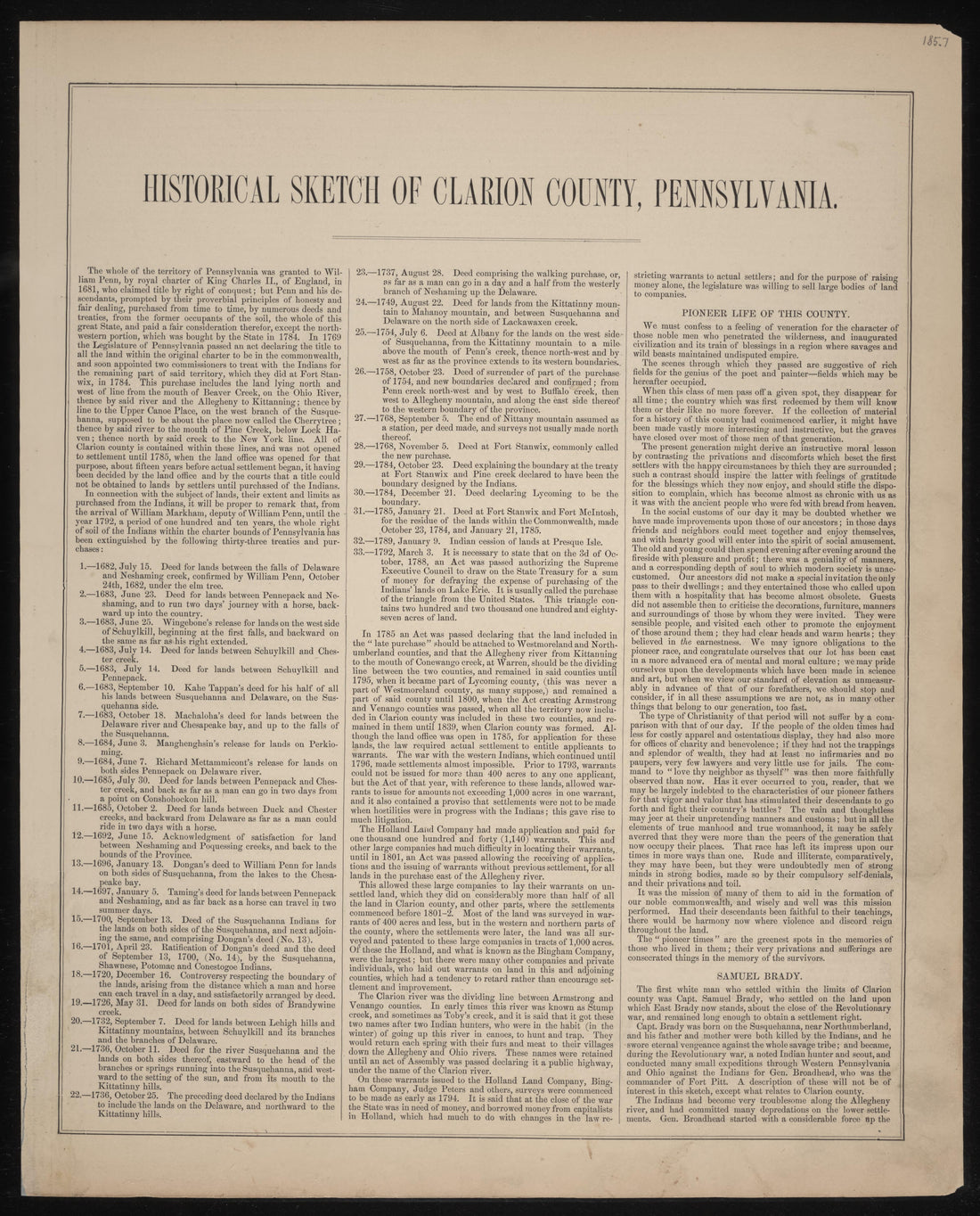 Historical Sketch of Clarion County, Pa.--1 from Caldwell&