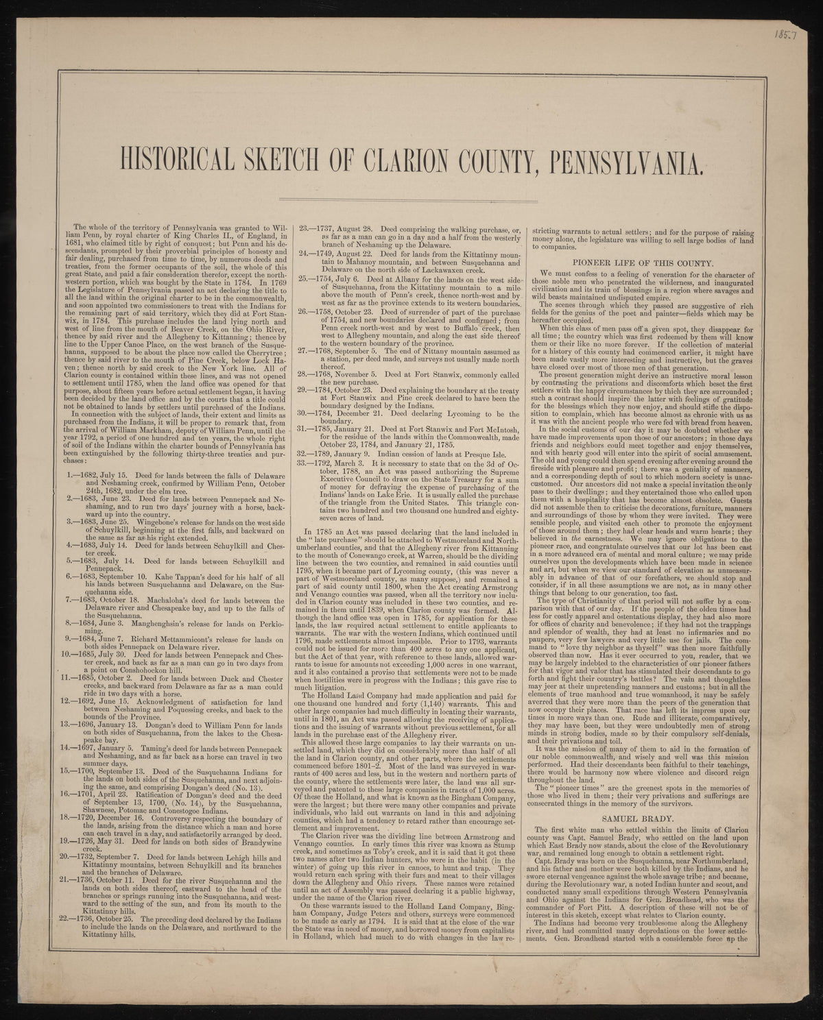 Historical Sketch of Clarion County, Pa.--1 from Caldwell&