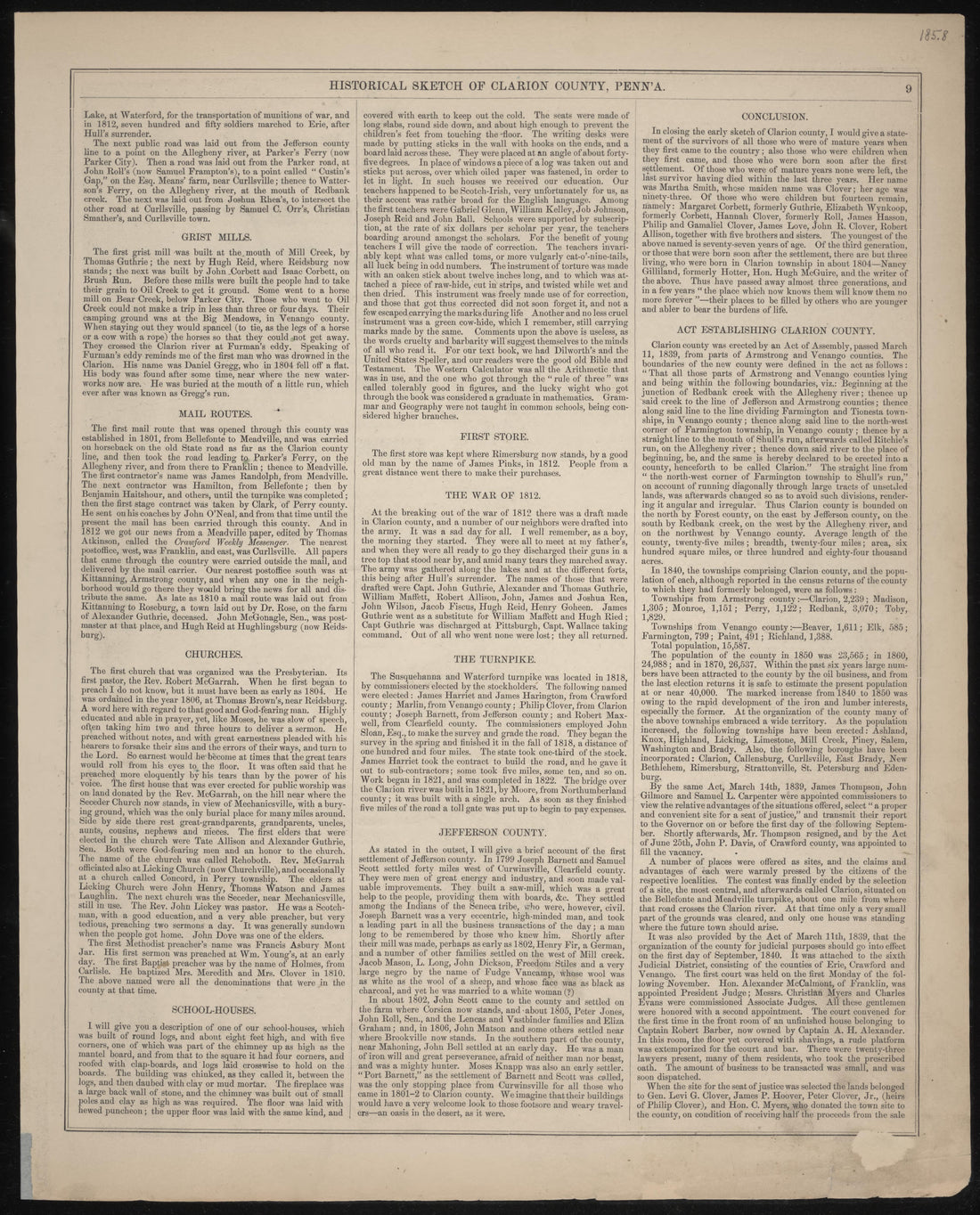 Historical Sketch of Clarion County, Pa.--3 from Caldwell&