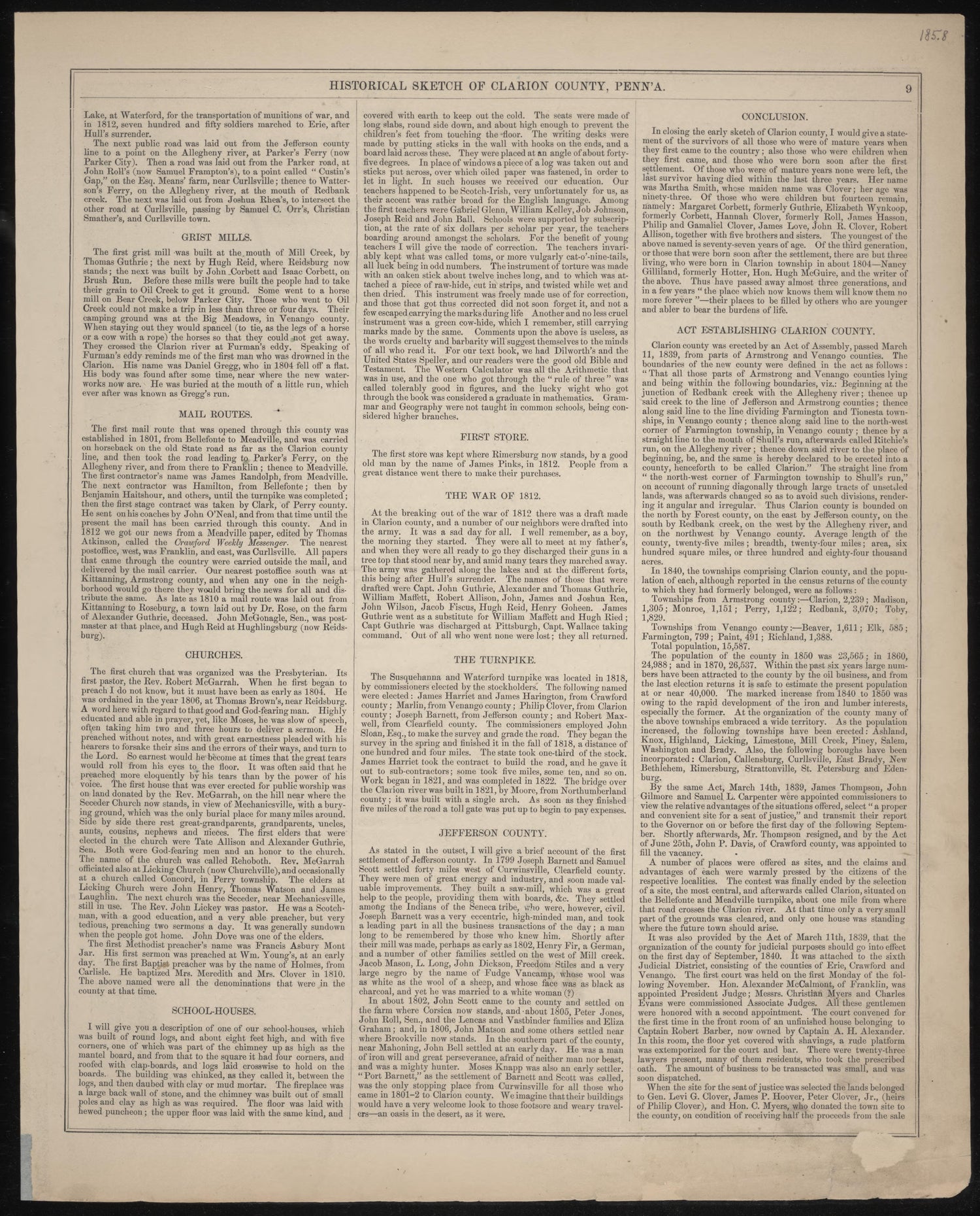 Historical Sketch of Clarion County, Pa.--3 from Caldwell&