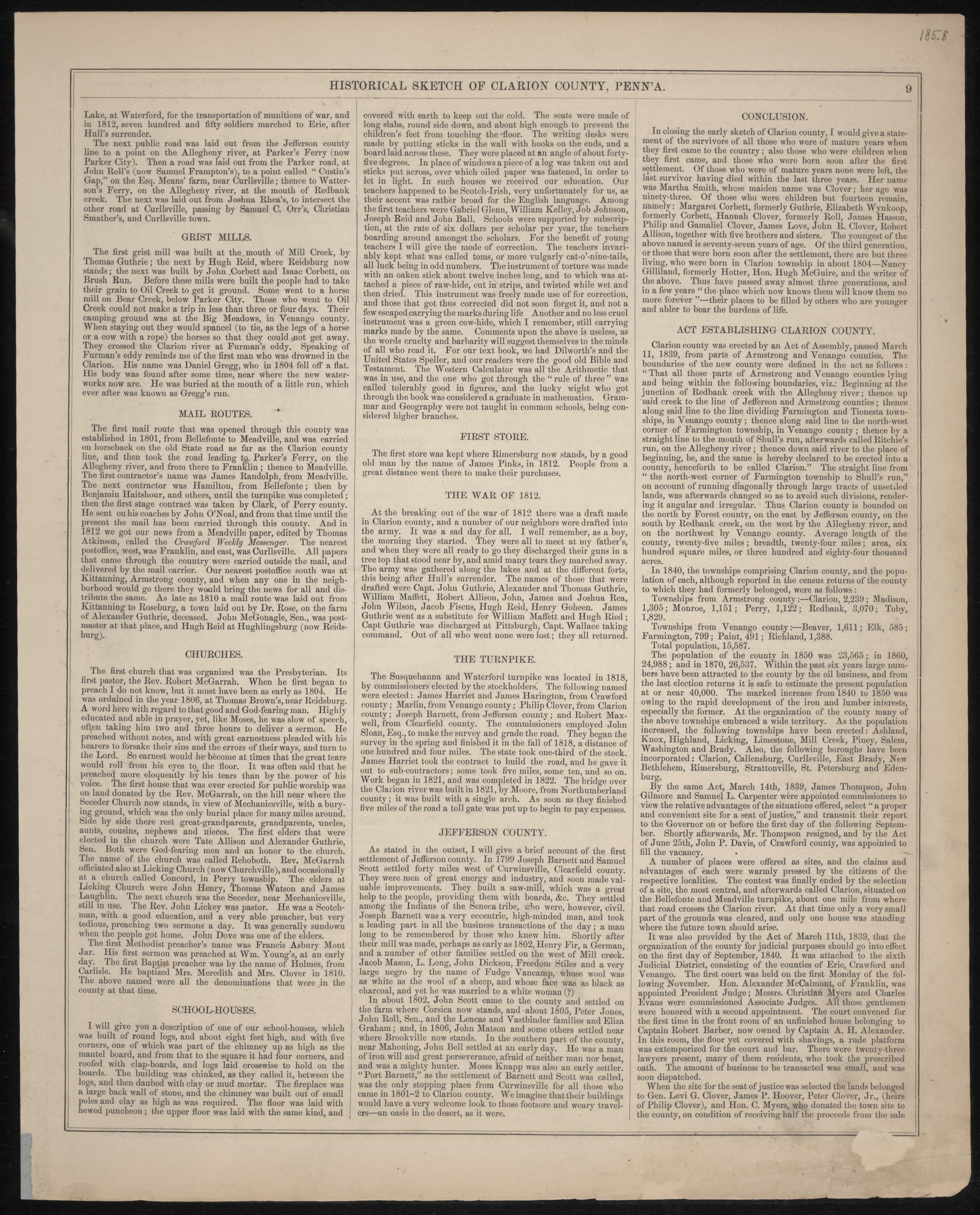 Historical Sketch of Clarion County, Pa.--3 from Caldwell&