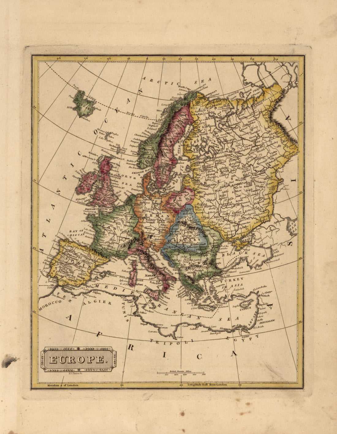 Europe from a New and Elegant General Atlas, Containing Maps of Each of the United States 1817 by Relic Map Company