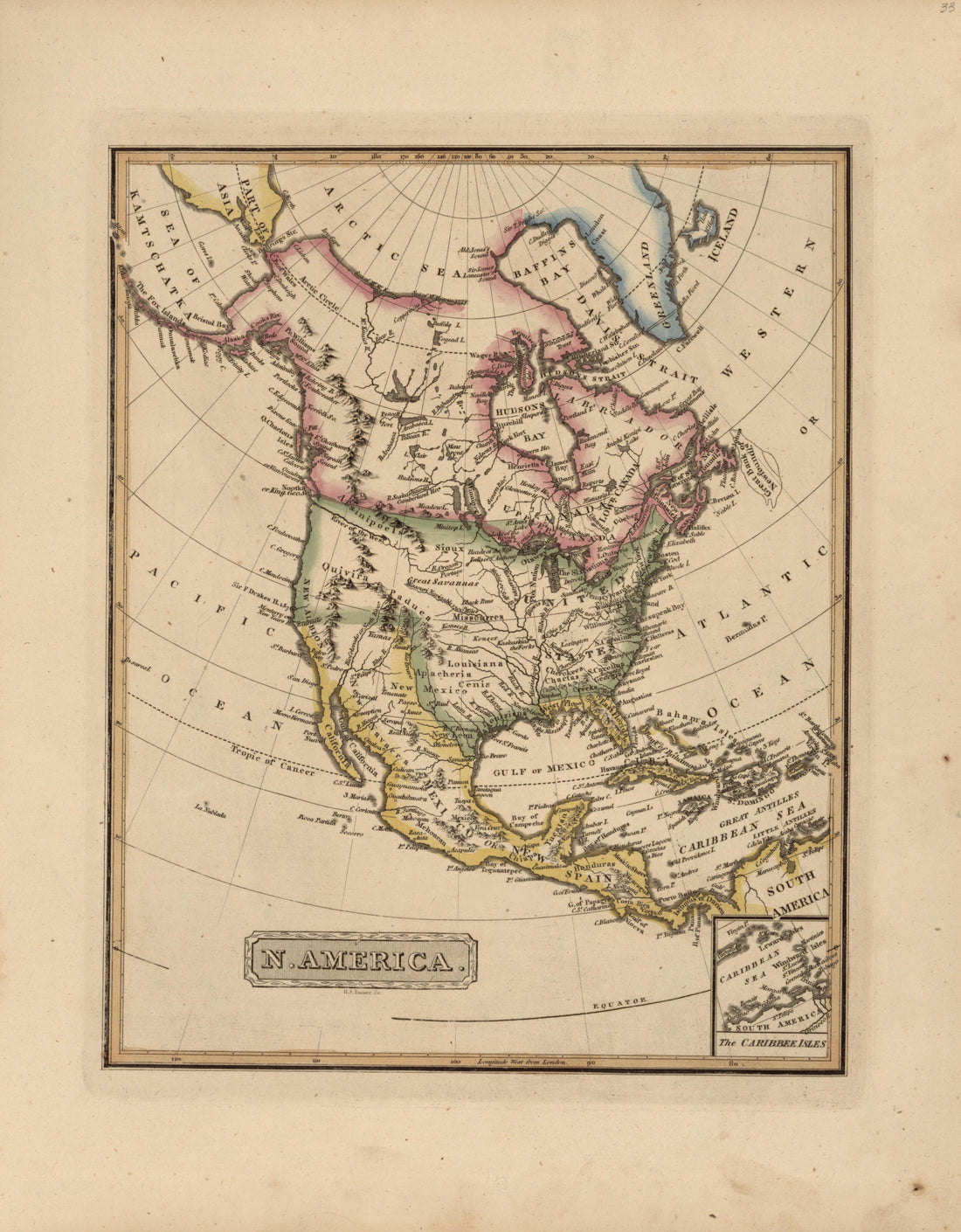 North America from a New and Elegant General Atlas, Containing Maps of Each of the United States 1817 by Relic Map Company