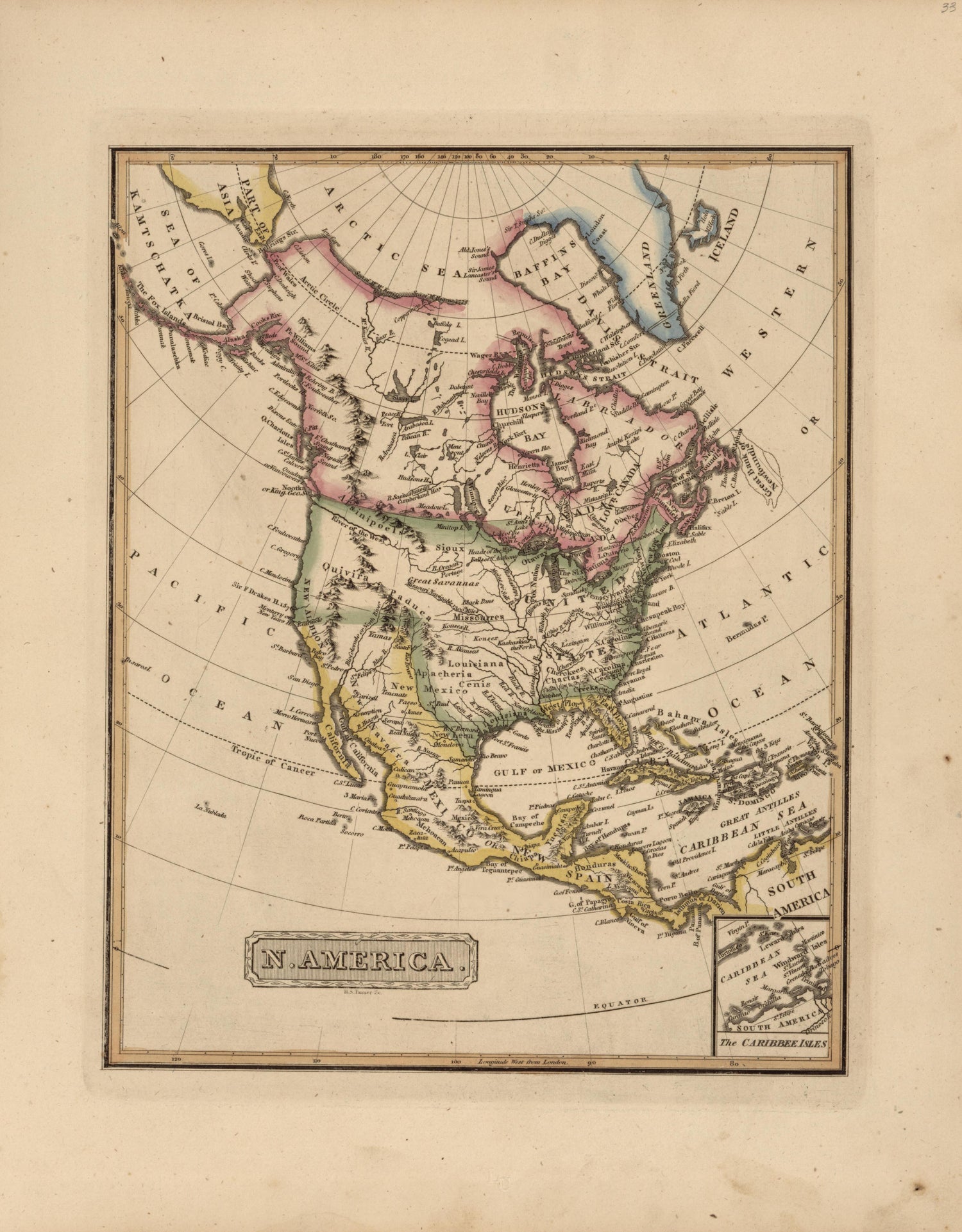 North America from a New and Elegant General Atlas, Containing Maps of Each of the United States 1817 by Relic Map Company