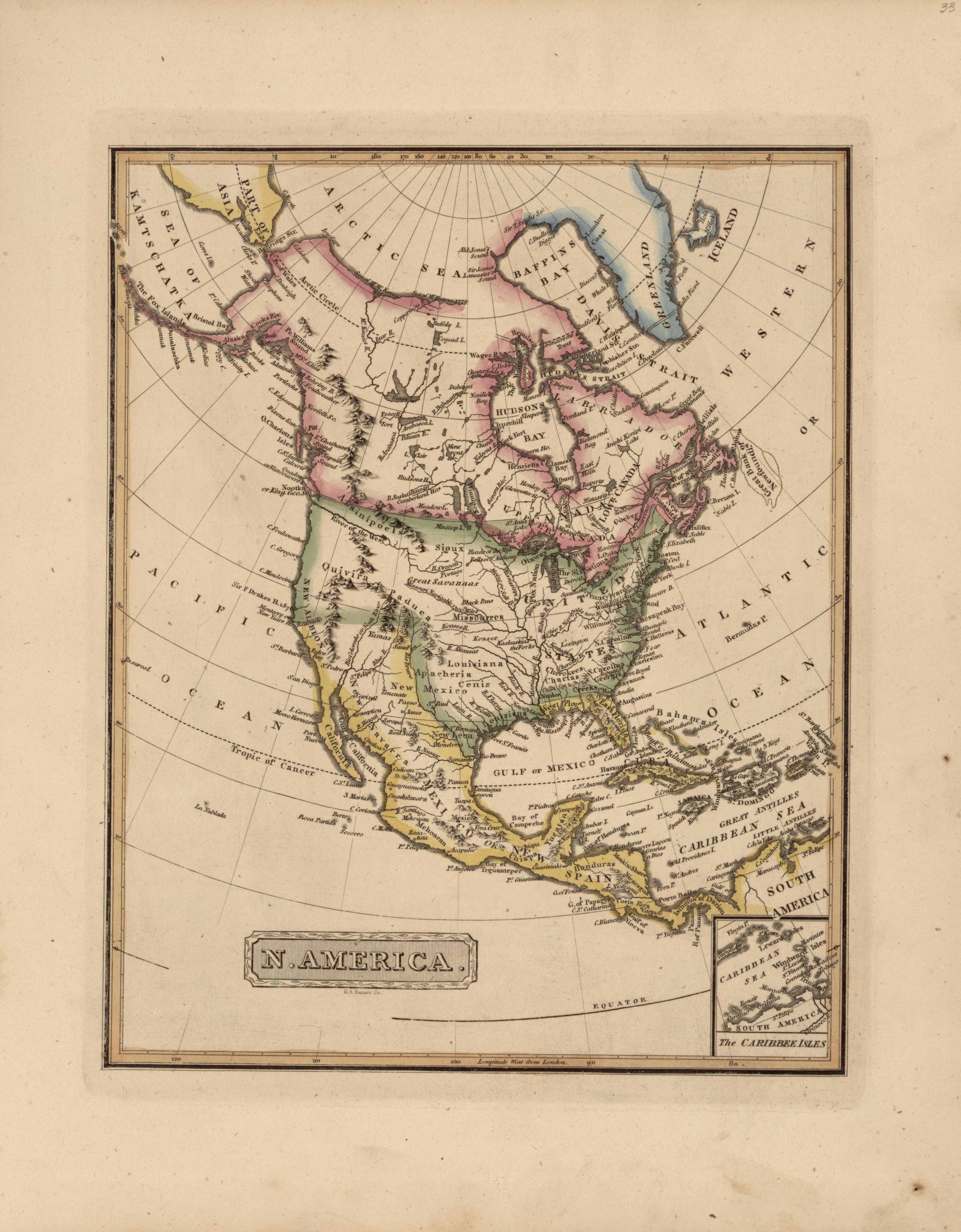 North America from a New and Elegant General Atlas, Containing Maps of Each of the United States 1817 by Relic Map Company