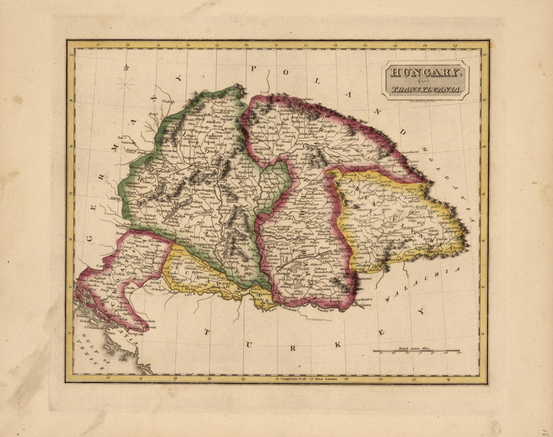 Hungary from a New and Elegant General Atlas, Containing Maps of Each of the United States 1817 by Relic Map Company