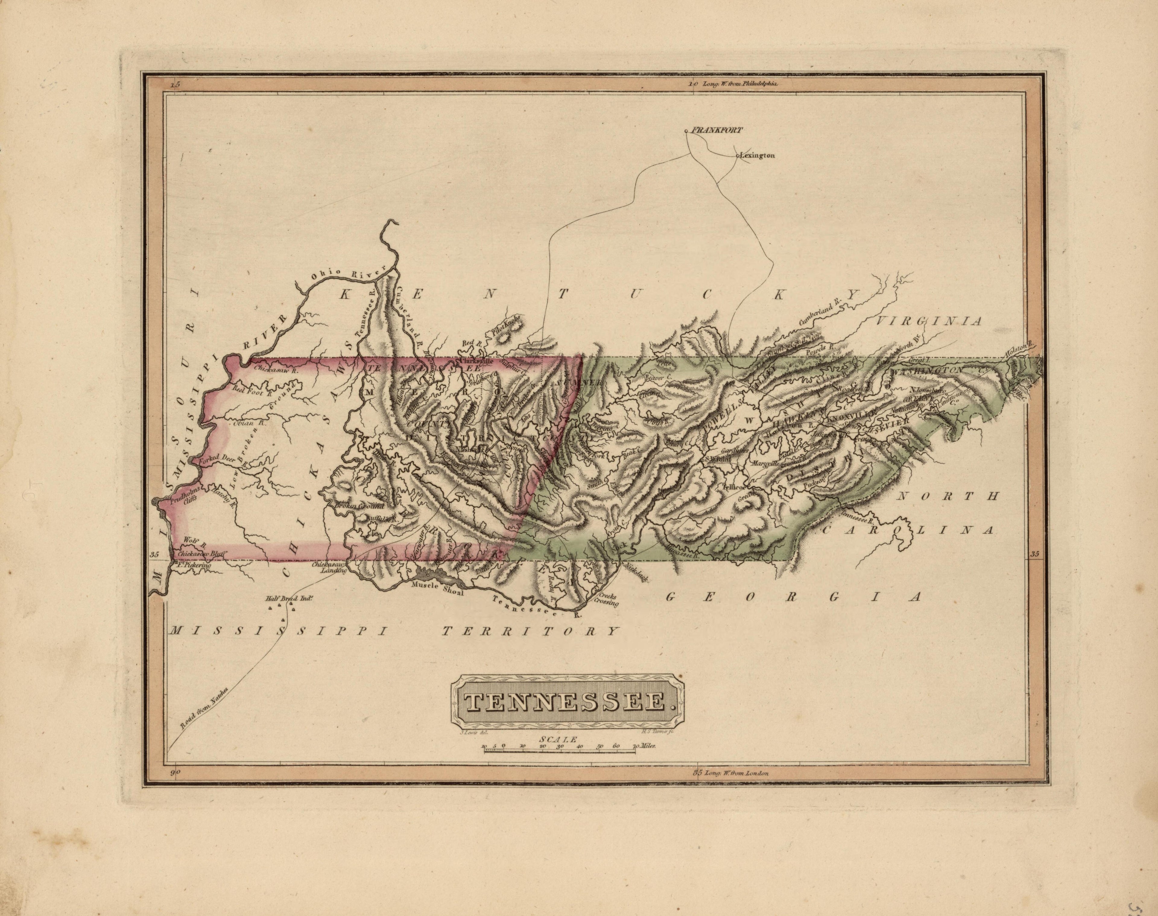 Tennessee from a New and Elegant General Atlas, Containing Maps of Each of the United States 1817 by Relic Map Company