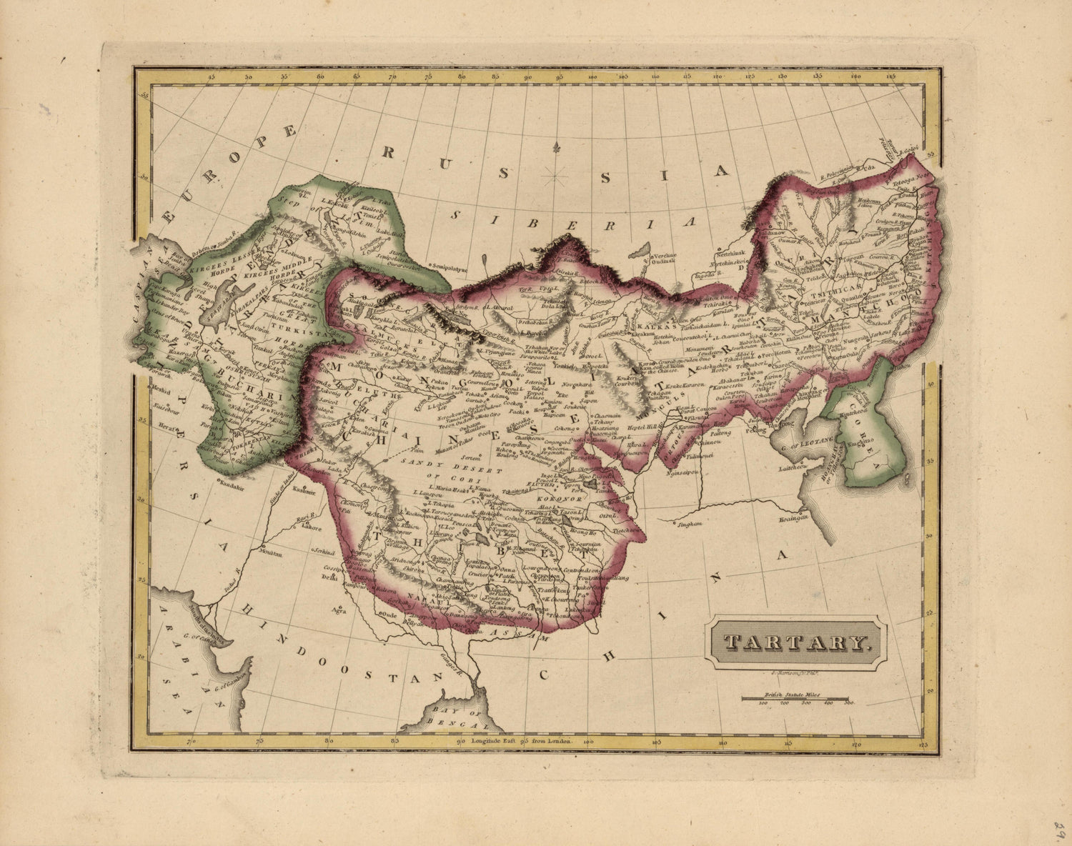Tartary from a New and Elegant General Atlas, Containing Maps of Each of the United States 1817 by Relic Map Company
