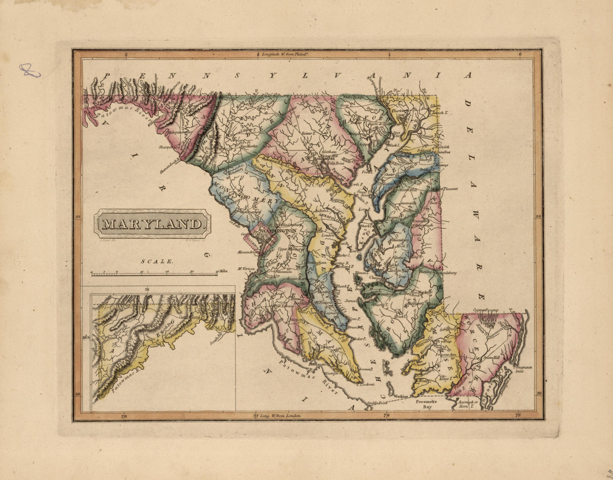 Maryland from a New and Elegant General Atlas, Containing Maps of Each of the United States 1817 by Relic Map Company