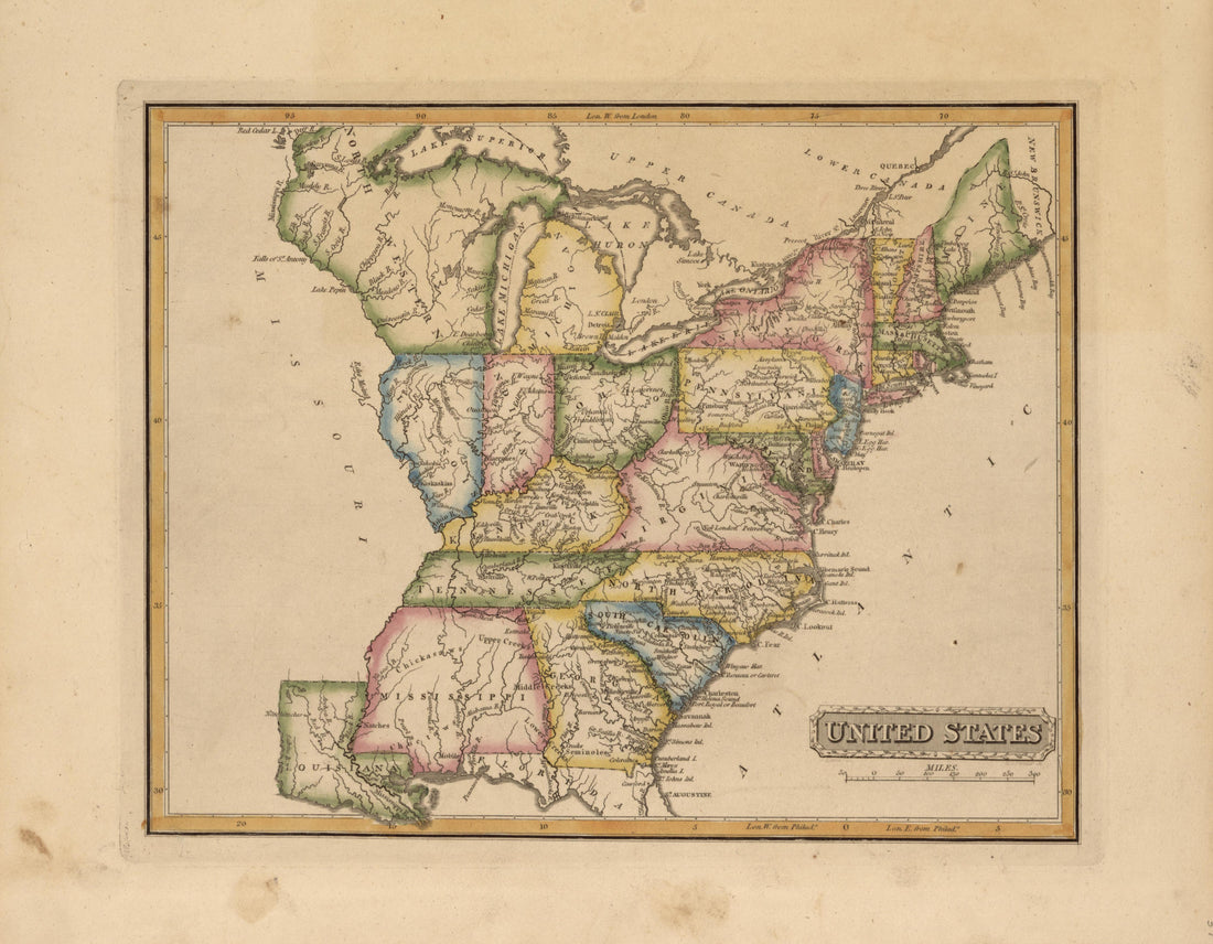United States from a New and Elegant General Atlas, Containing Maps of Each of the United States 1817 by Relic Map Company