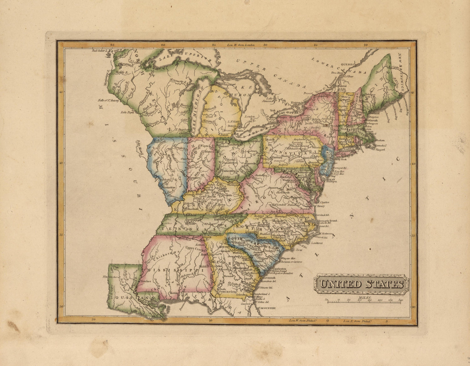 United States from a New and Elegant General Atlas, Containing Maps of Each of the United States 1817 by Relic Map Company