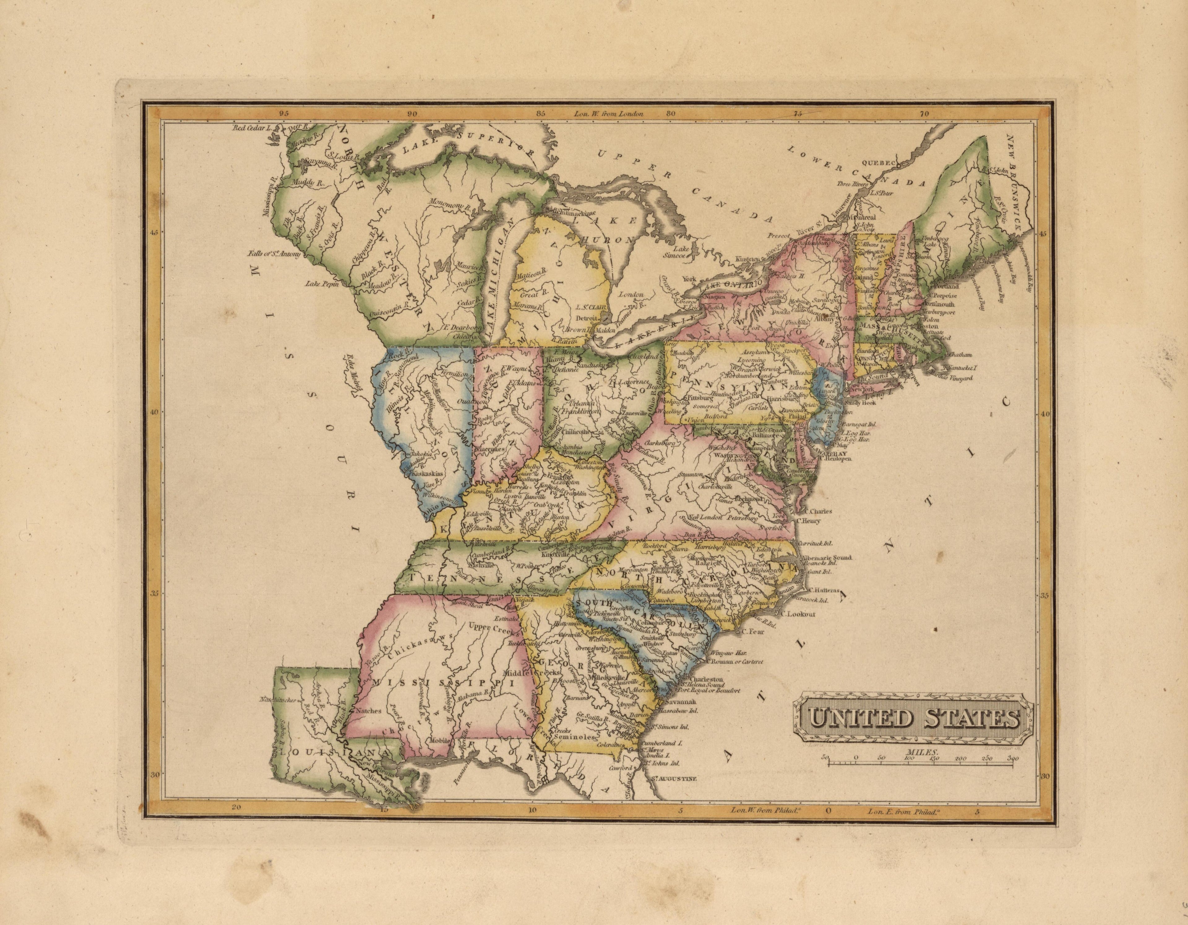 United States from a New and Elegant General Atlas, Containing Maps of Each of the United States 1817 by Relic Map Company