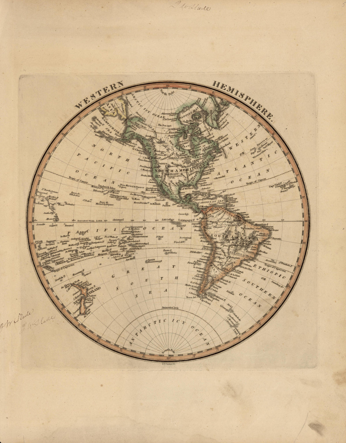 Western Hemisphere from a New and Elegant General Atlas, Containing Maps of Each of the United States 1817 by Relic Map Company