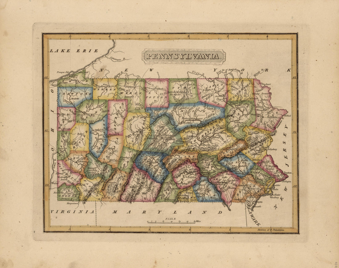 Pennsylvania from a New and Elegant General Atlas, Containing Maps of Each of the United States 1817 by Relic Map Company