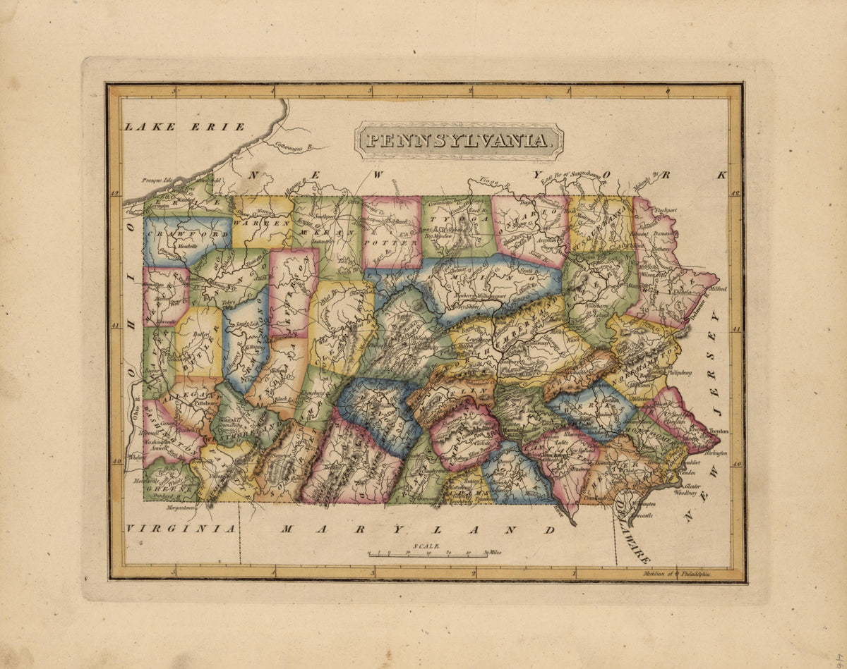 Pennsylvania from a New and Elegant General Atlas, Containing Maps of Each of the United States 1817 by Relic Map Company