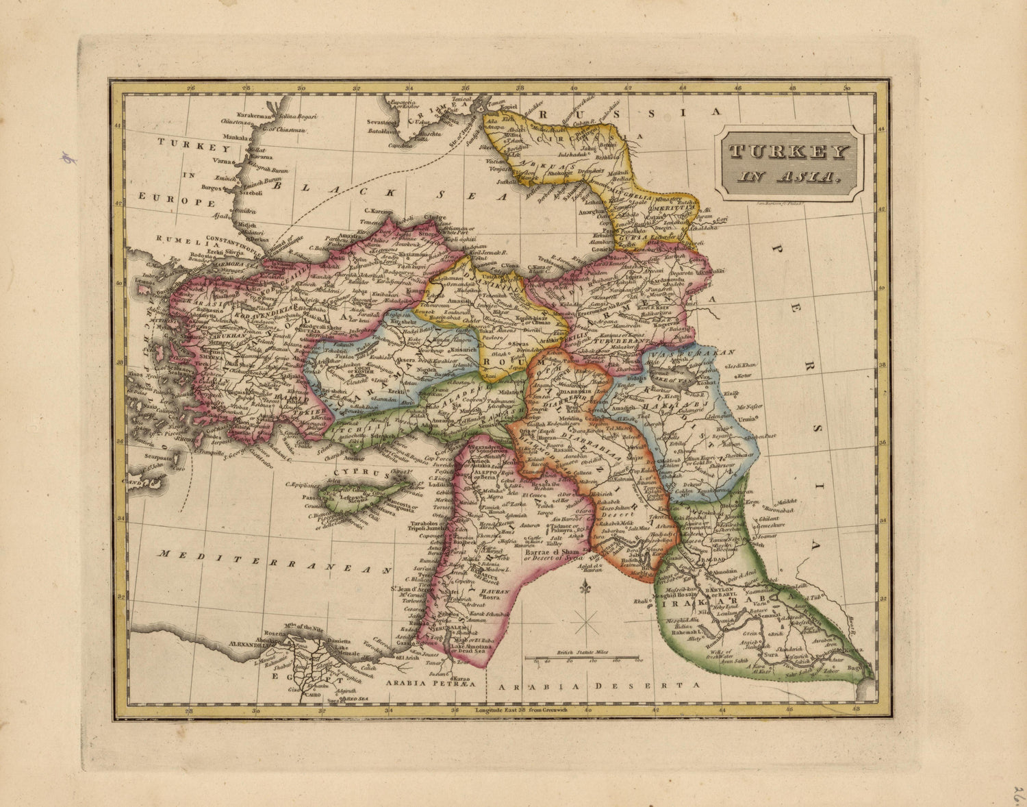 Turkey In Asia from a New and Elegant General Atlas, Containing Maps of Each of the United States 1817 by Relic Map Company