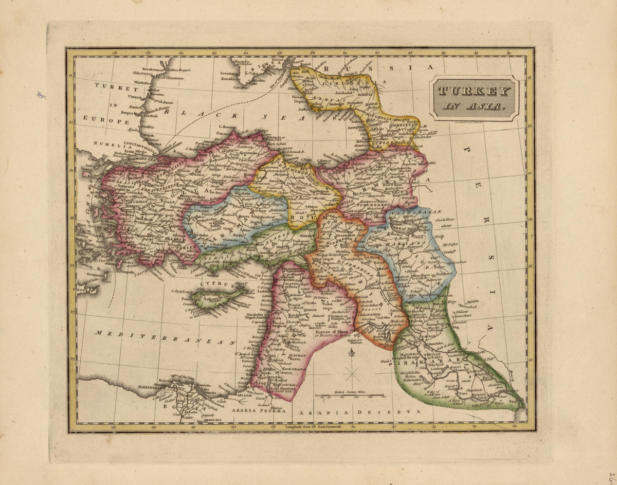 Turkey In Asia from a New and Elegant General Atlas, Containing Maps of Each of the United States 1817 by Relic Map Company