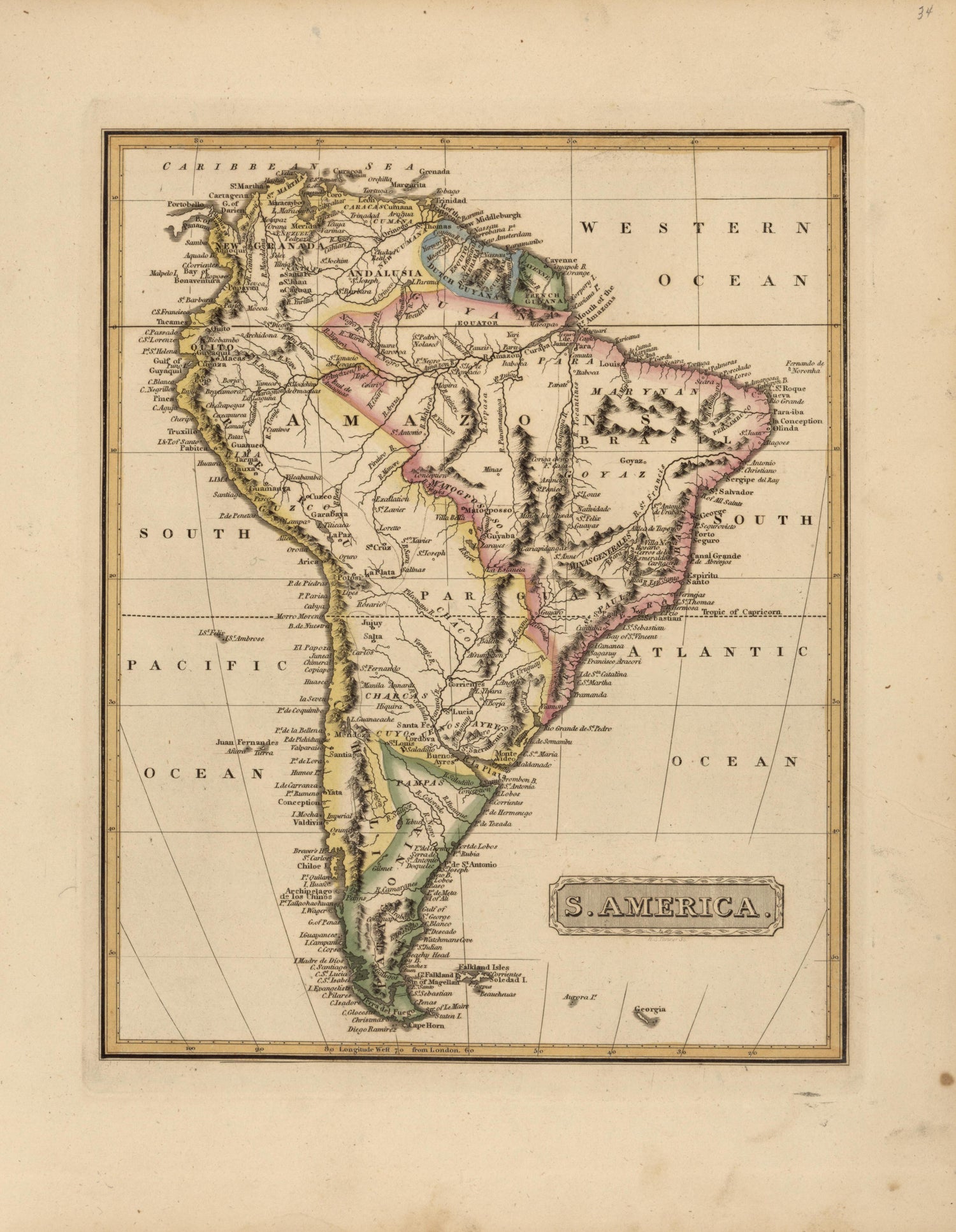 South America from a New and Elegant General Atlas, Containing Maps of Each of the United States 1817 by Relic Map Company