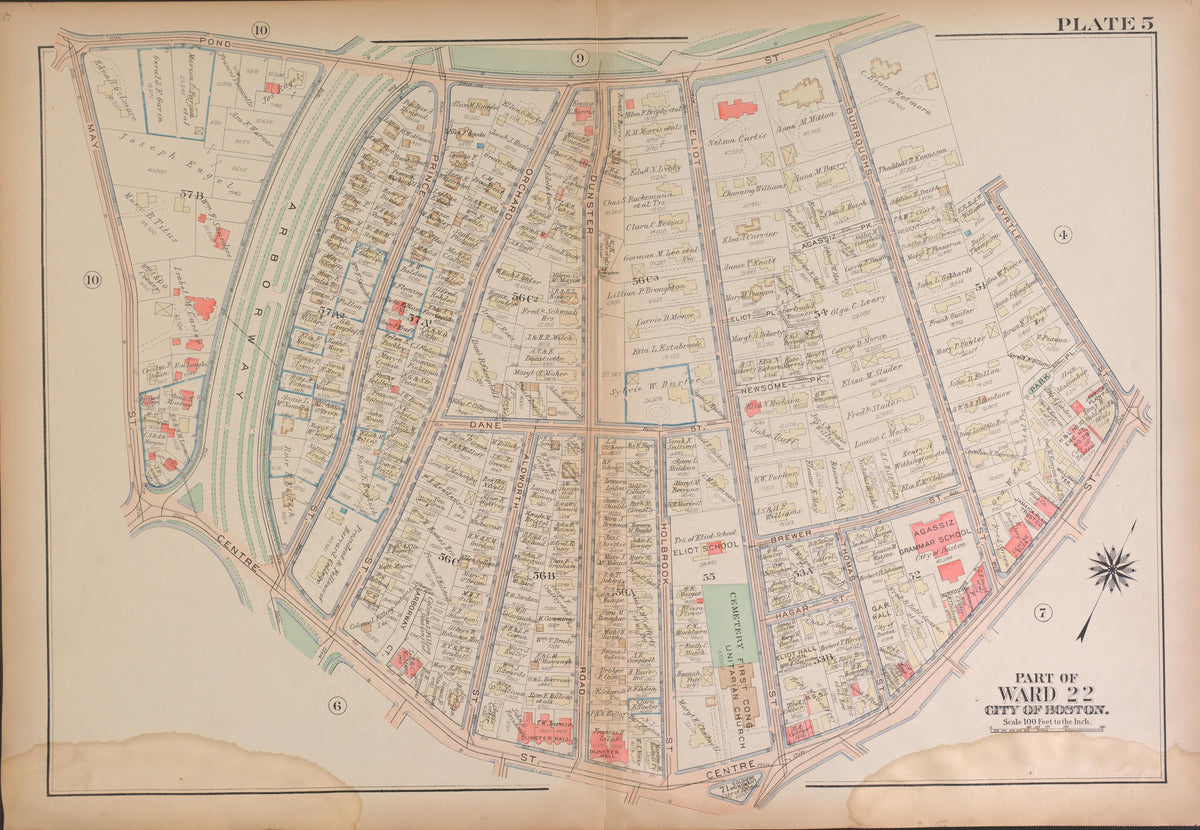 Boston, Ward 22--continued from Atlas of the City of Boston, West Roxbury : from Actual Surveys and Official Plans 1924 by Relic Map Company