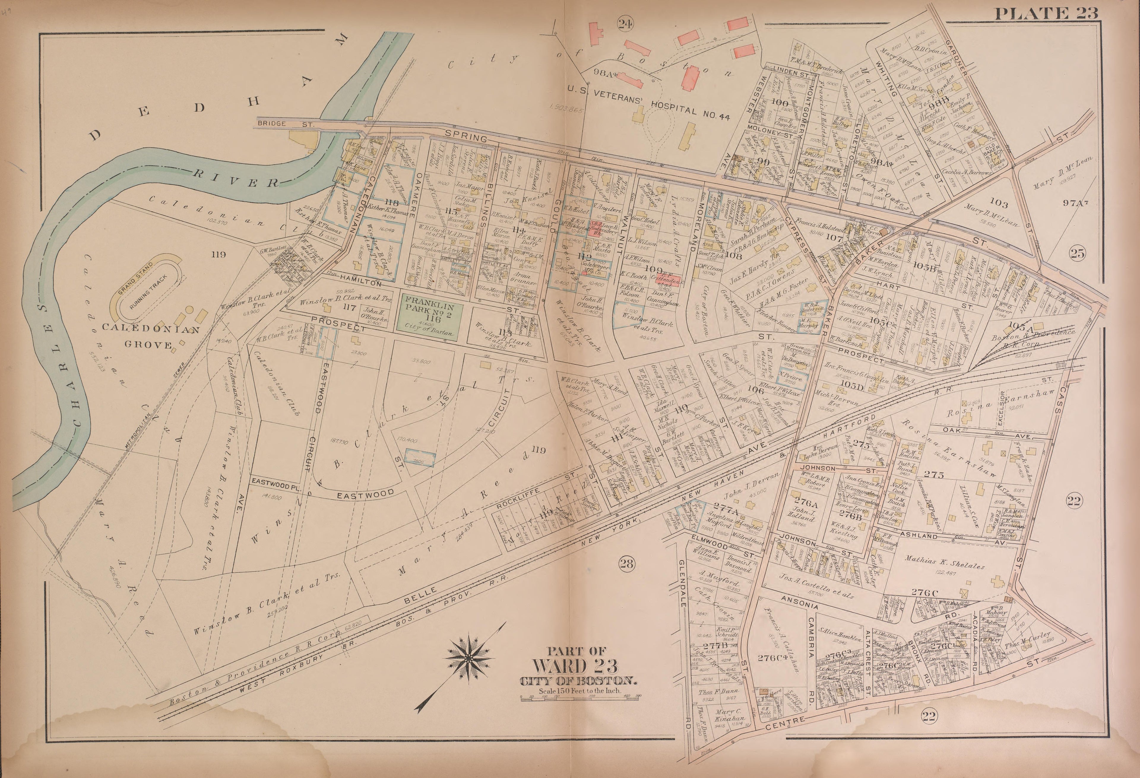 Boston, Ward 23--continued from Atlas of the City of Boston, West Roxbury : from Actual Surveys and Official Plans 1924 by Relic Map Company