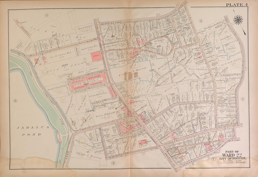 This old map of Boston, Massachusetts, , West Roxbury, West Roxbury (Boston) was created by Bromley, George Washington|Bromley, Walter Scott|G.W. Bromley &amp; Co in 1924