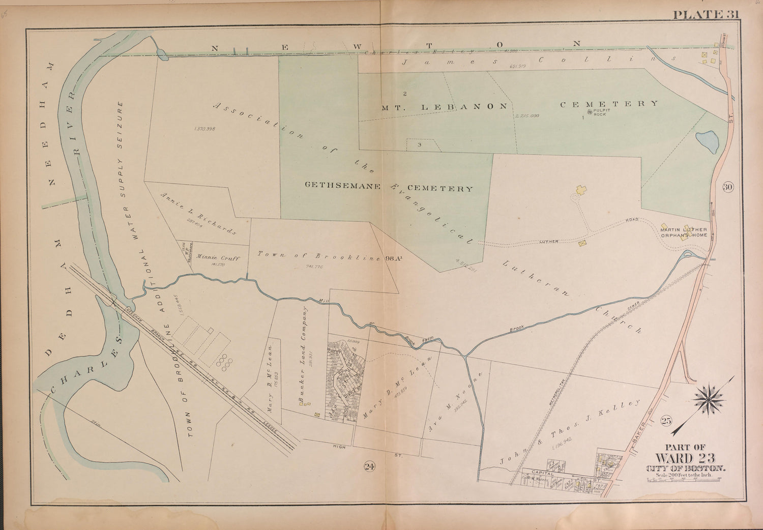 This old map of Boston, Massachusetts, , West Roxbury, West Roxbury (Boston) was created by Bromley, George Washington|Bromley, Walter Scott|G.W. Bromley &amp; Co in 1924