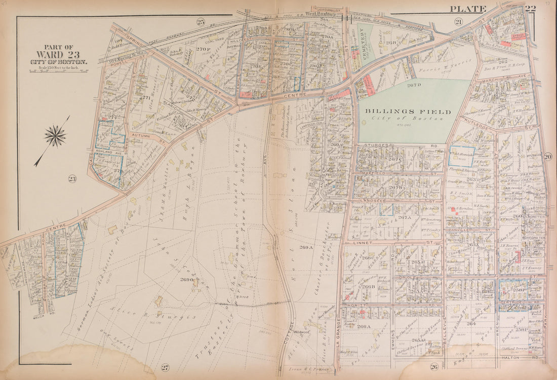 This old map of Boston, Massachusetts, , West Roxbury, West Roxbury (Boston) was created by Bromley, George Washington|Bromley, Walter Scott|G.W. Bromley &amp; Co in 1924