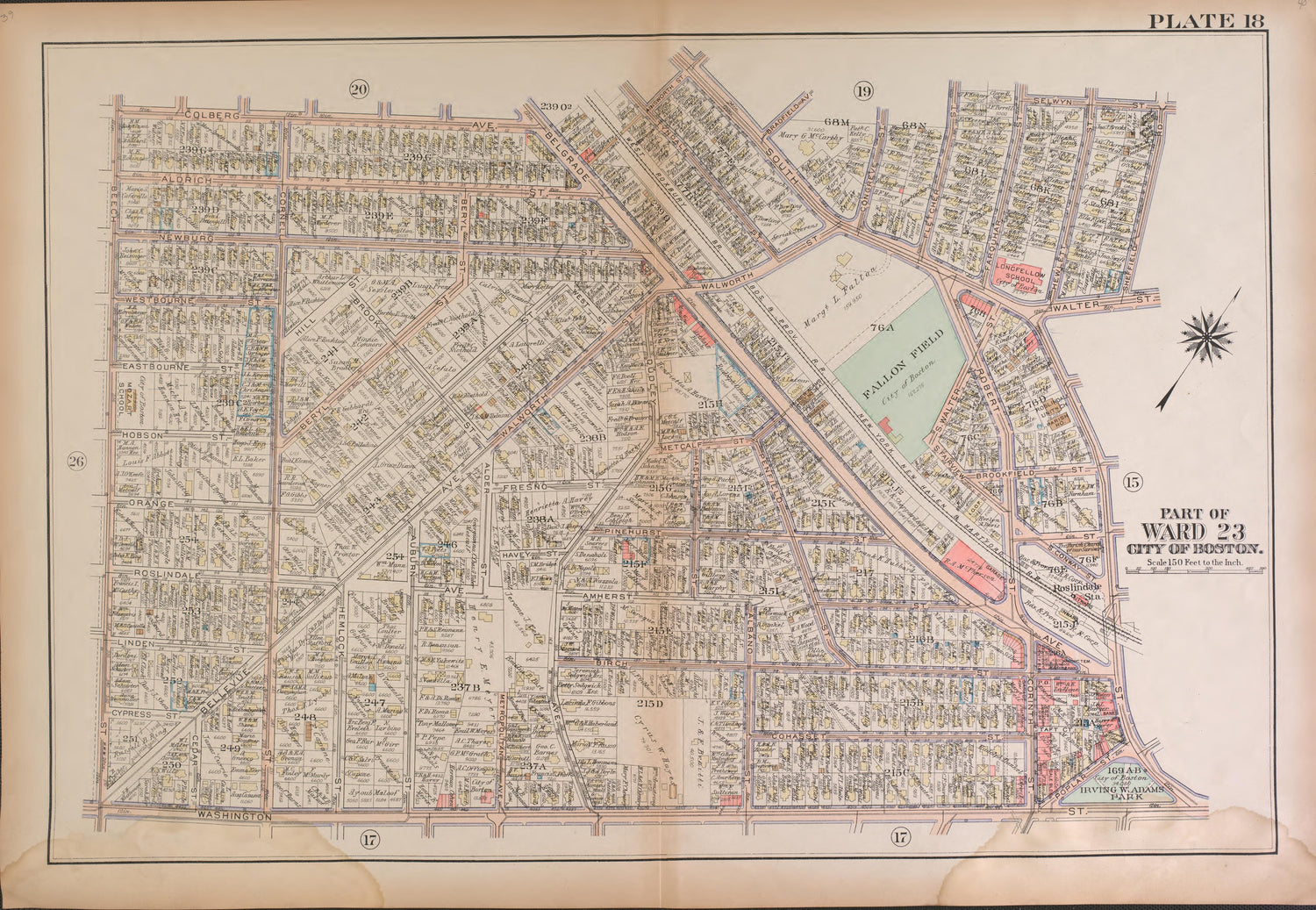 This old map of Boston, Massachusetts, , West Roxbury, West Roxbury (Boston) was created by Bromley, George Washington|Bromley, Walter Scott|G.W. Bromley &amp; Co in 1924